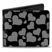 Bi-Fold Wallet - Eighties Hearts Black White Bi-Fold Wallets Buckle-Down
