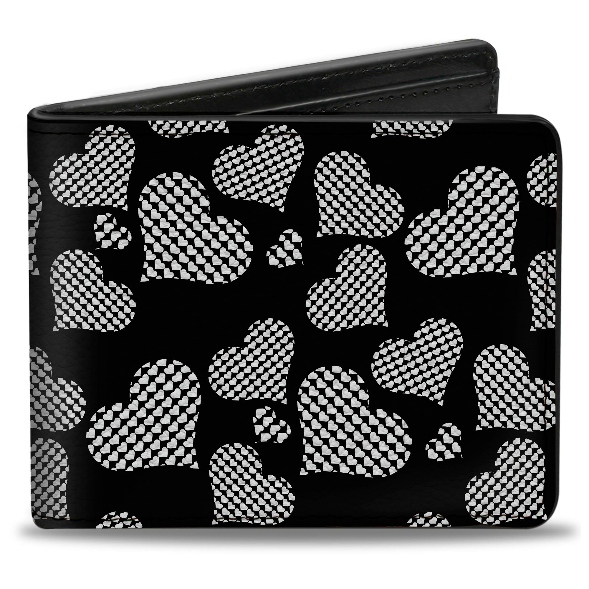 Bi-Fold Wallet - Eighties Hearts Black White Bi-Fold Wallets Buckle-Down
