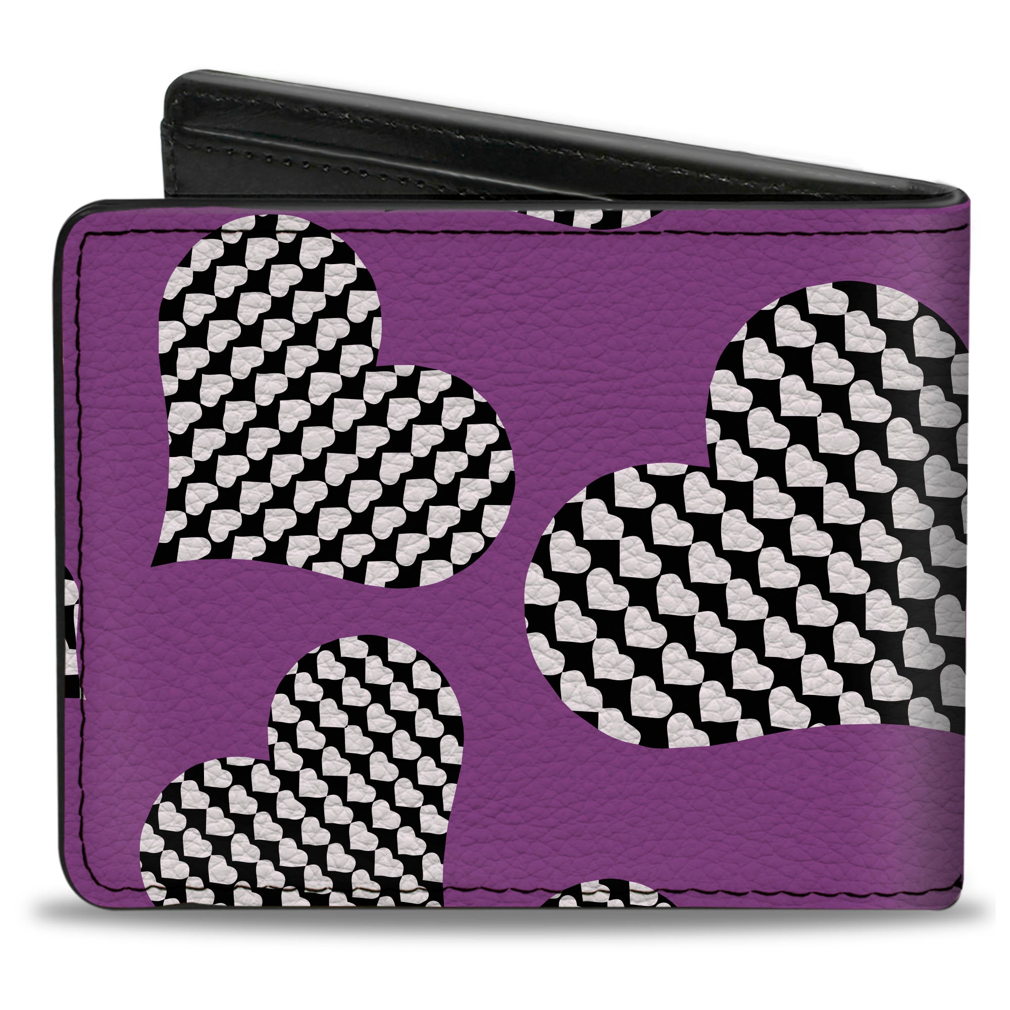 Bi-Fold Wallet - Eighties Hearts Fuchsia Black White Bi-Fold Wallets Buckle-Down