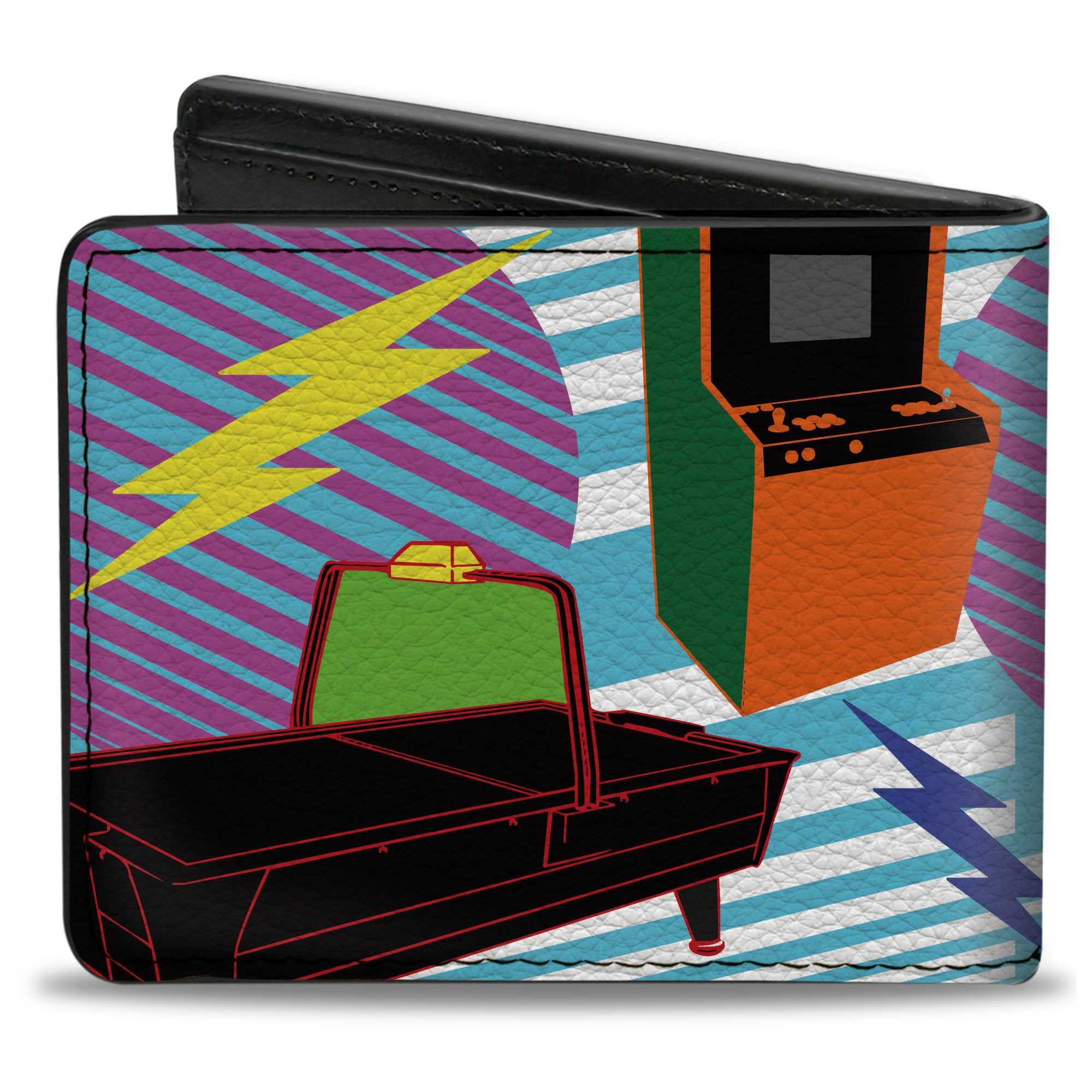 Bi-Fold Wallet - Eighties Arcade Multi Neon Stripes