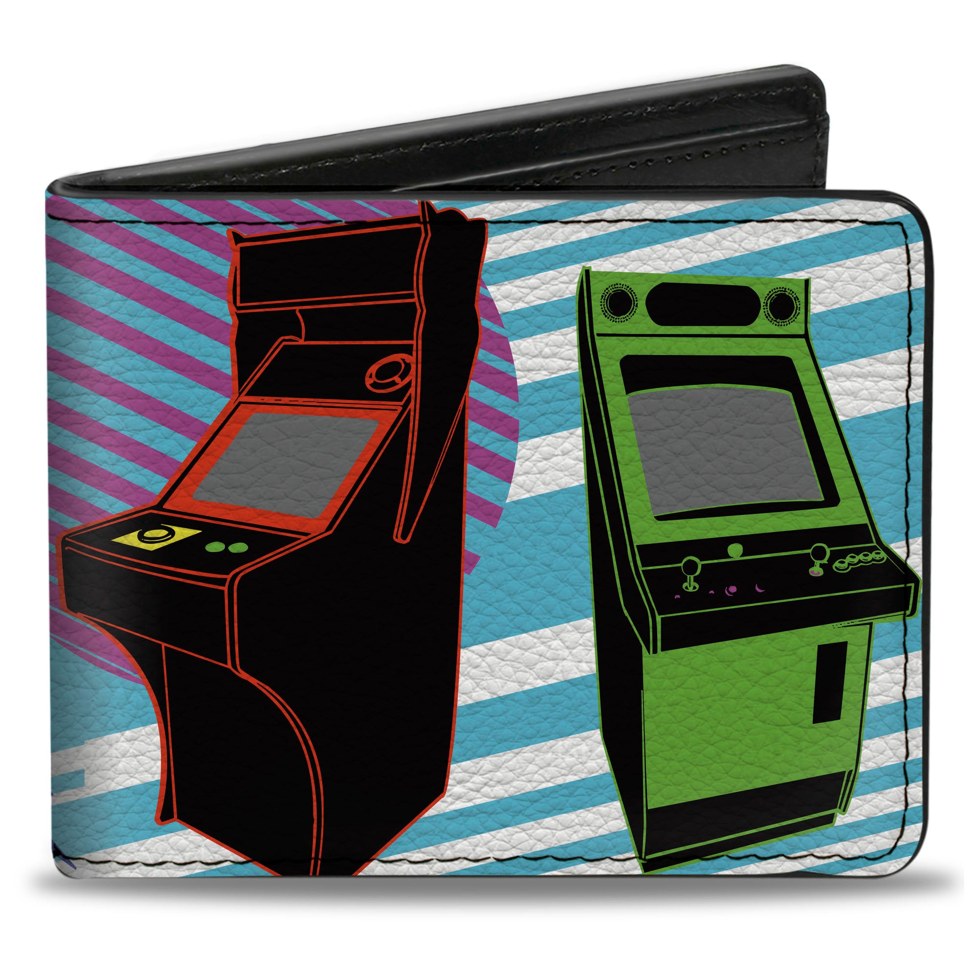 Bi-Fold Wallet - Eighties Arcade Multi Neon Stripes