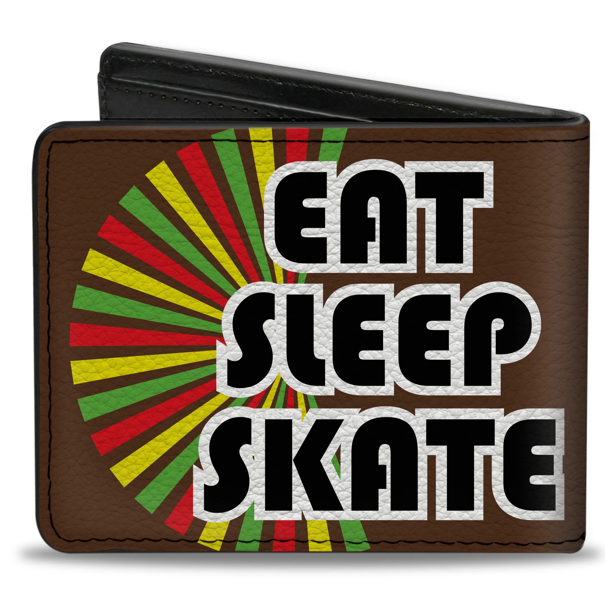 Bi-Fold Wallet - EAT SLEEP SKATE Brown Rasta Burst Bi-Fold Wallets Buckle-Down
