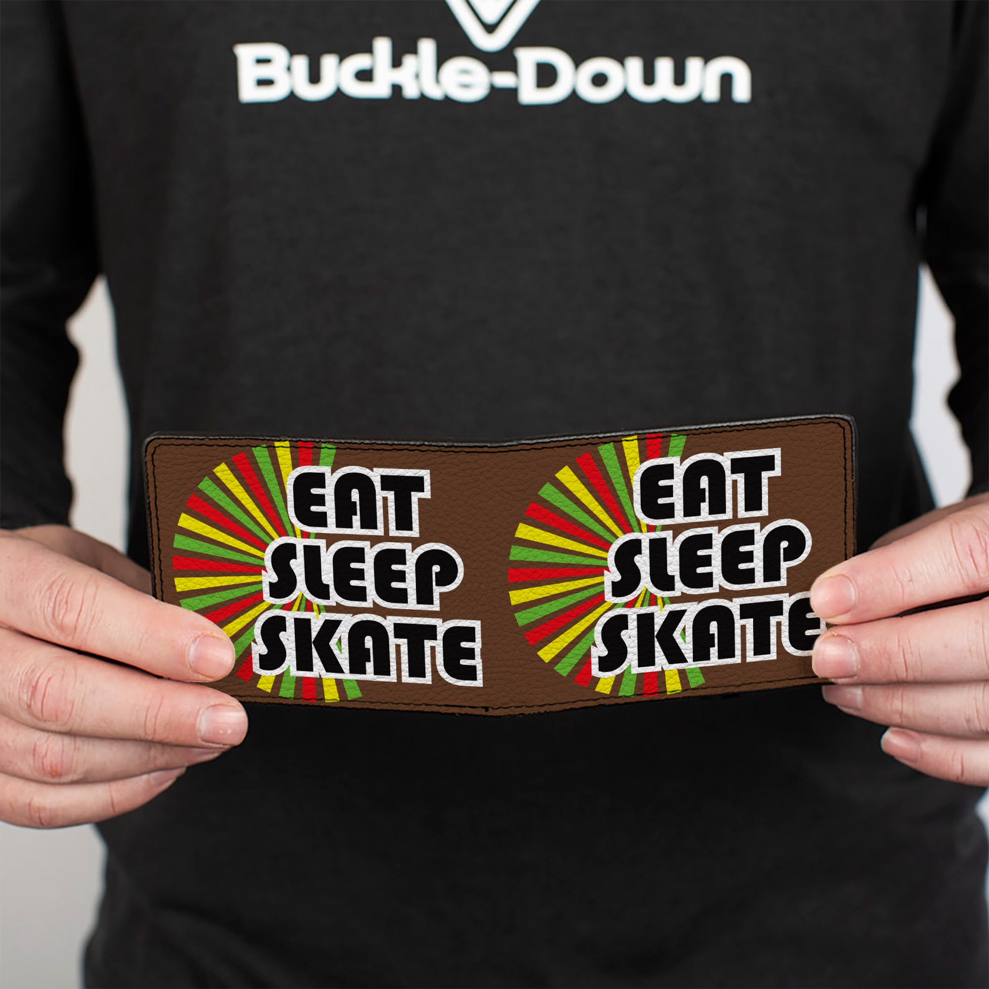Bi-Fold Wallet - EAT SLEEP SKATE Brown Rasta Burst Bi-Fold Wallets Buckle-Down
