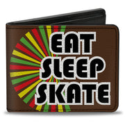 Bi-Fold Wallet - EAT SLEEP SKATE Brown Rasta Burst Bi-Fold Wallets Buckle-Down