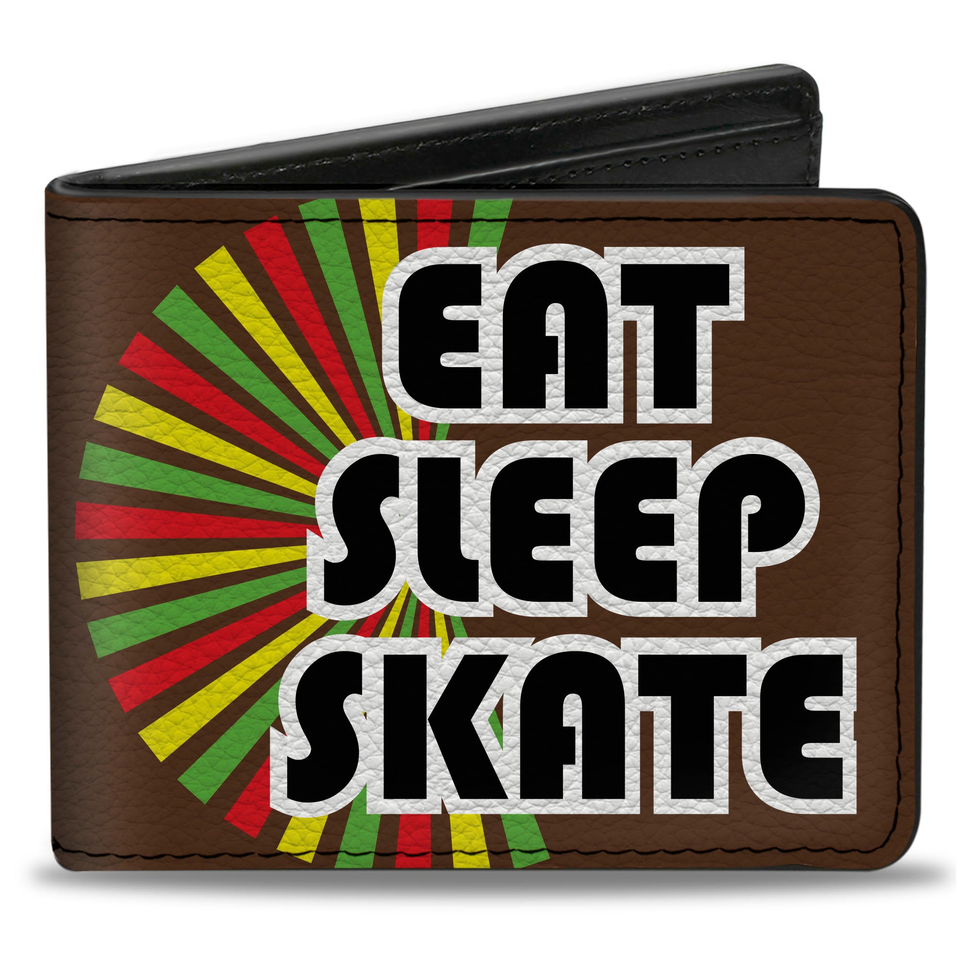 Bi-Fold Wallet - EAT SLEEP SKATE Brown Rasta Burst Bi-Fold Wallets Buckle-Down