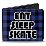 Bi-Fold Wallet - EAT SLEEP SKATE Buffalo Plaid Blue Bi-Fold Wallets Buckle-Down