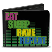 Bi-Fold Wallet - EAT SLEEP RAVE REPEAT Black Multi Neon Bi-Fold Wallets Buckle-Down