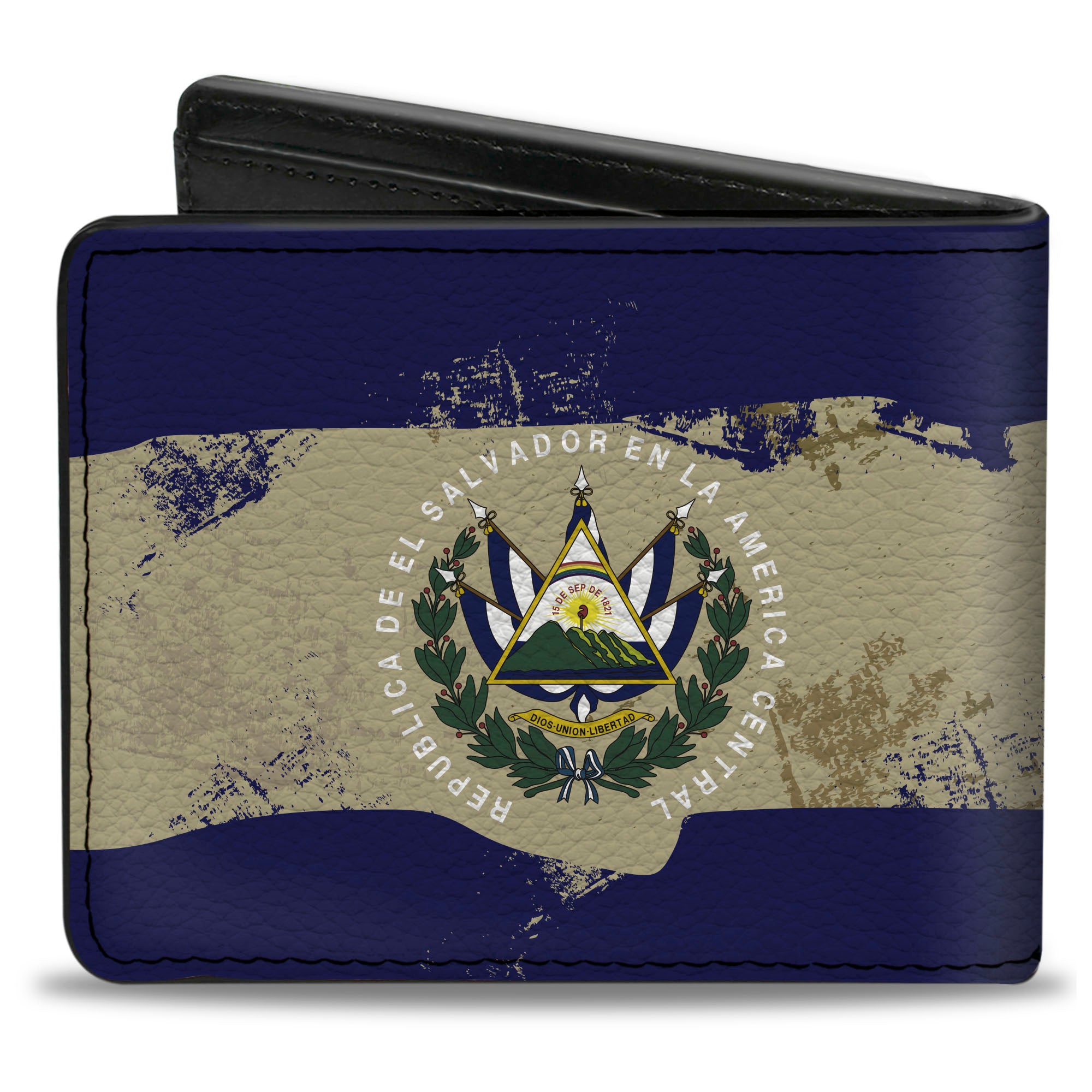Bi-Fold Wallet - El Salvador Flag Distressed Painting Bi-Fold Wallets Buckle-Down