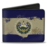 Bi-Fold Wallet - El Salvador Flag Distressed Painting Bi-Fold Wallets Buckle-Down
