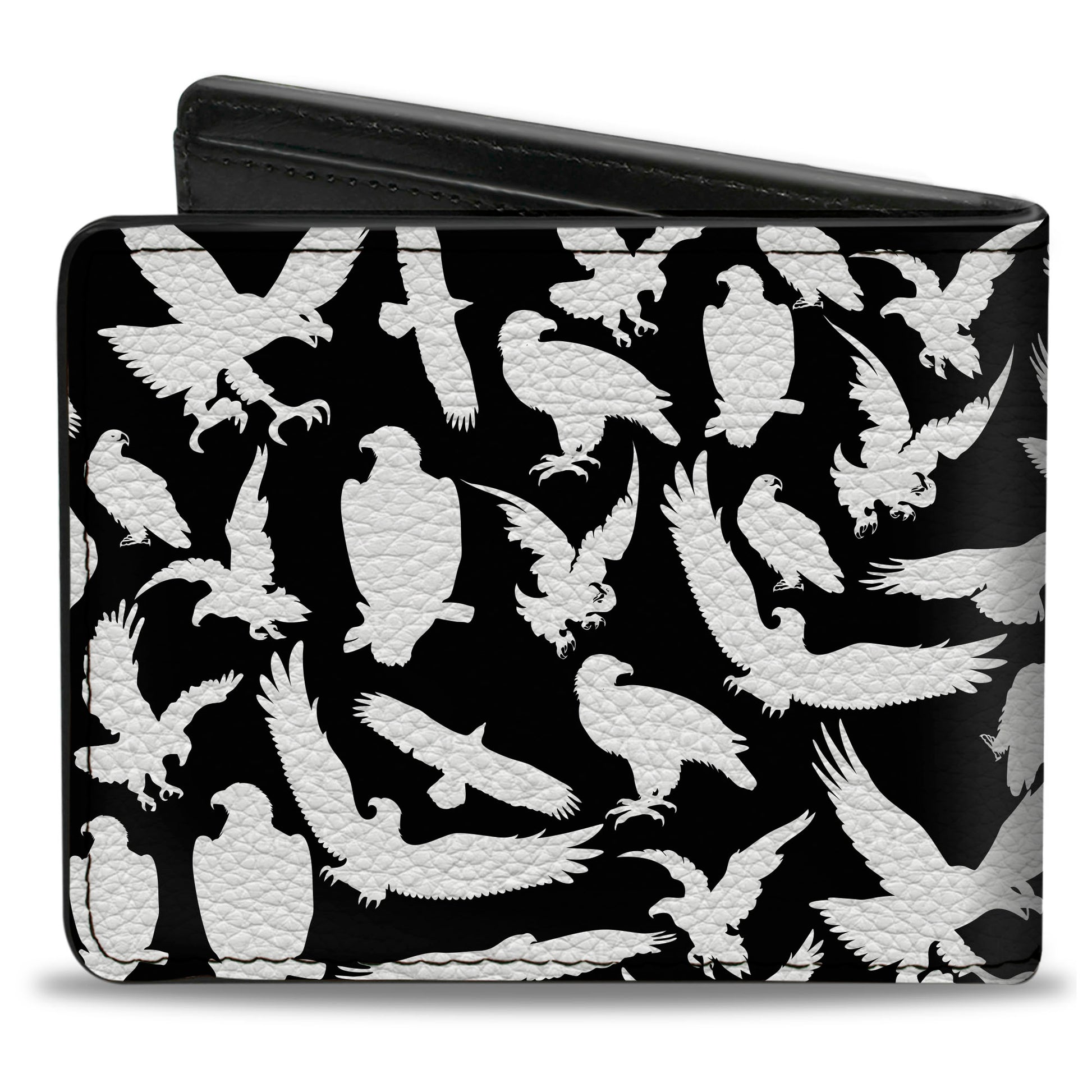 Bi-Fold Wallet - Eagle Silhouettes Scattered Black White Bi-Fold Wallets Buckle-Down
