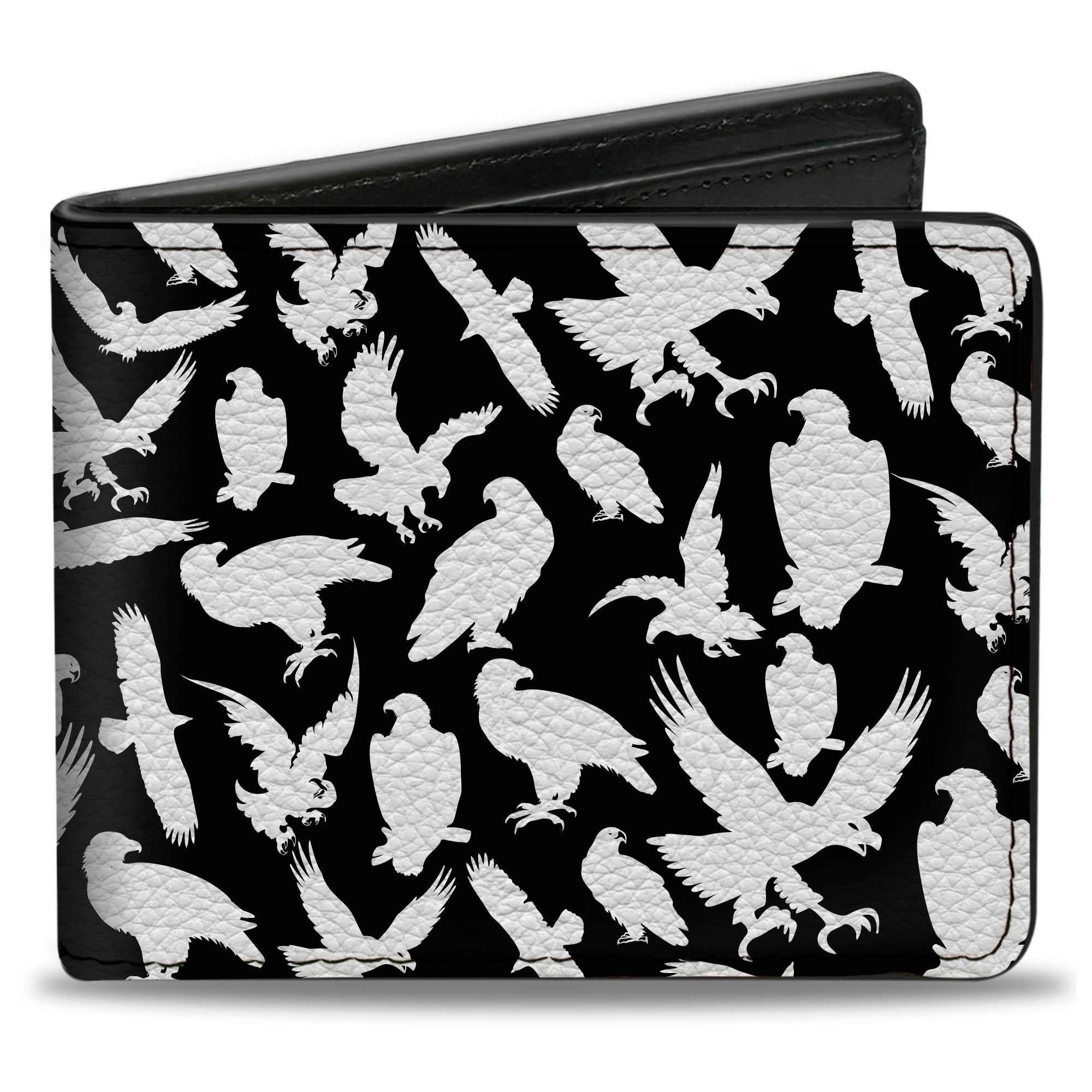 Bi-Fold Wallet - Eagle Silhouettes Scattered Black White Bi-Fold Wallets Buckle-Down