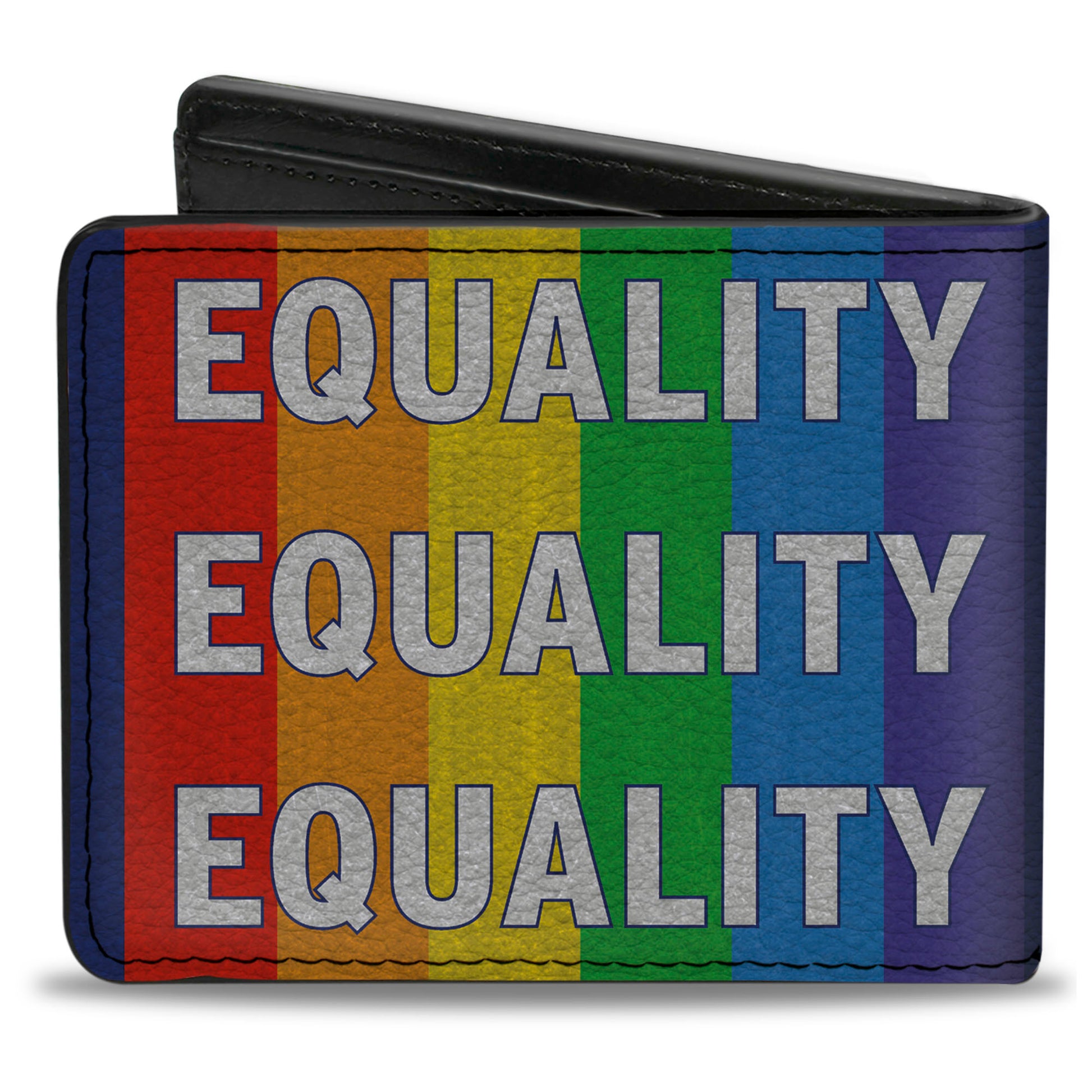 Bi-Fold Wallet - EQUALITY Blocks Rainbow Blue White Bi-Fold Wallets Buckle-Down
