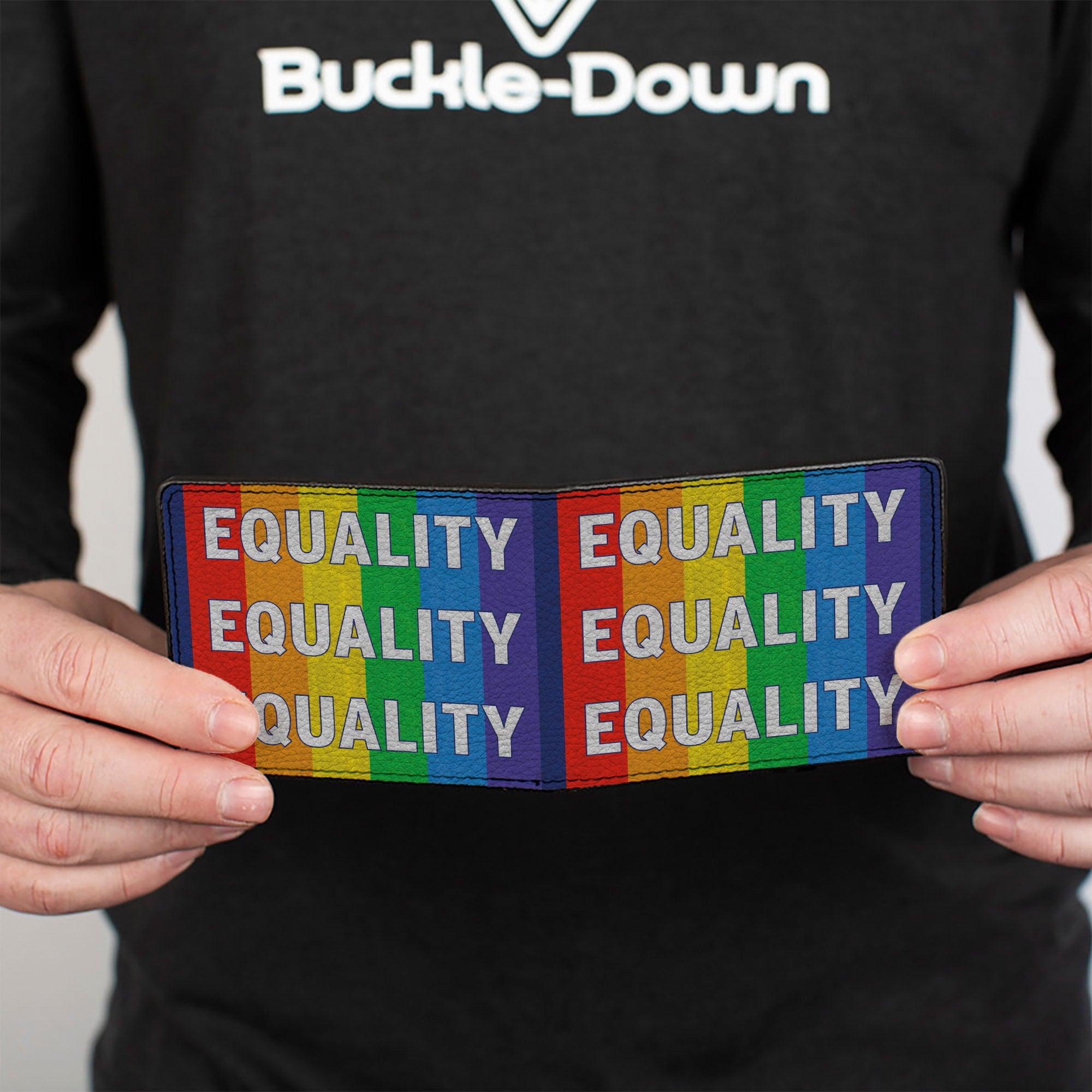 Bi-Fold Wallet - EQUALITY Blocks Rainbow Blue White Bi-Fold Wallets Buckle-Down