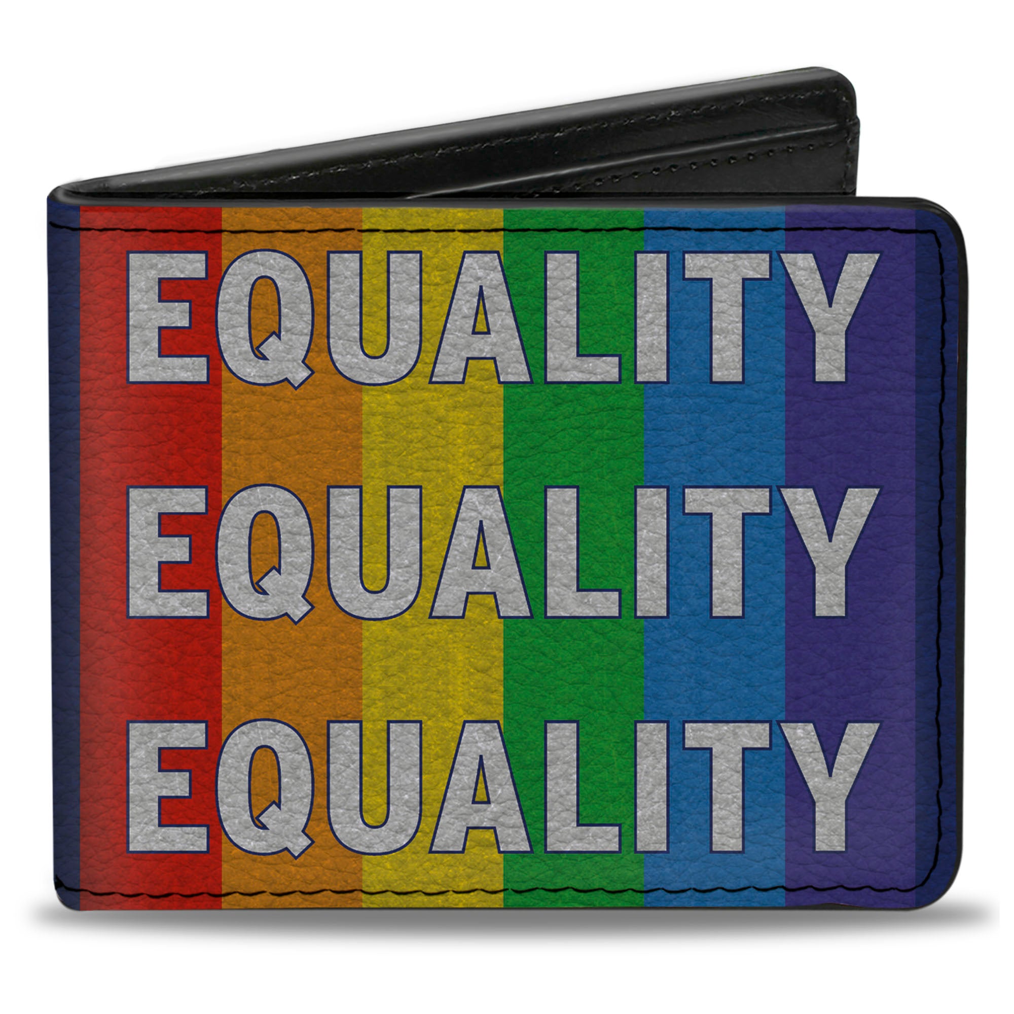Bi-Fold Wallet - EQUALITY Blocks Rainbow Blue White Bi-Fold Wallets Buckle-Down