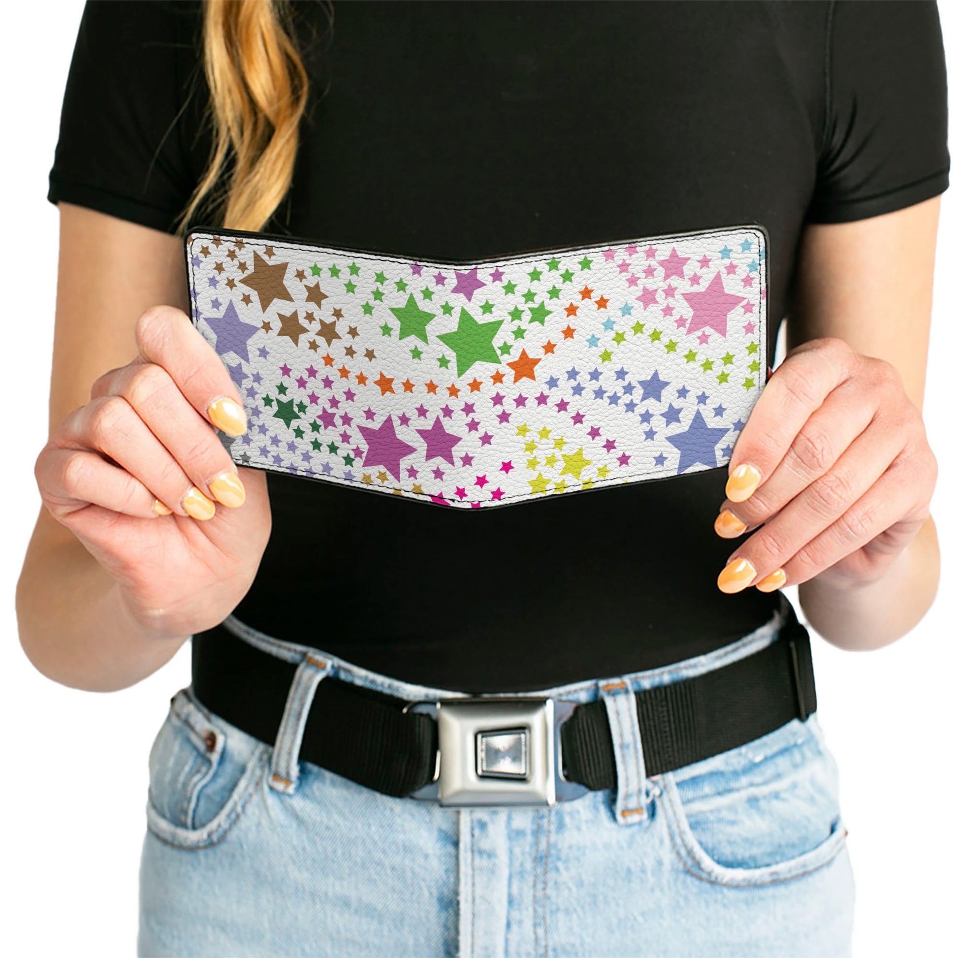 Bi-Fold Wallet - Falling Stars White Multi Color Bi-Fold Wallets Buckle-Down