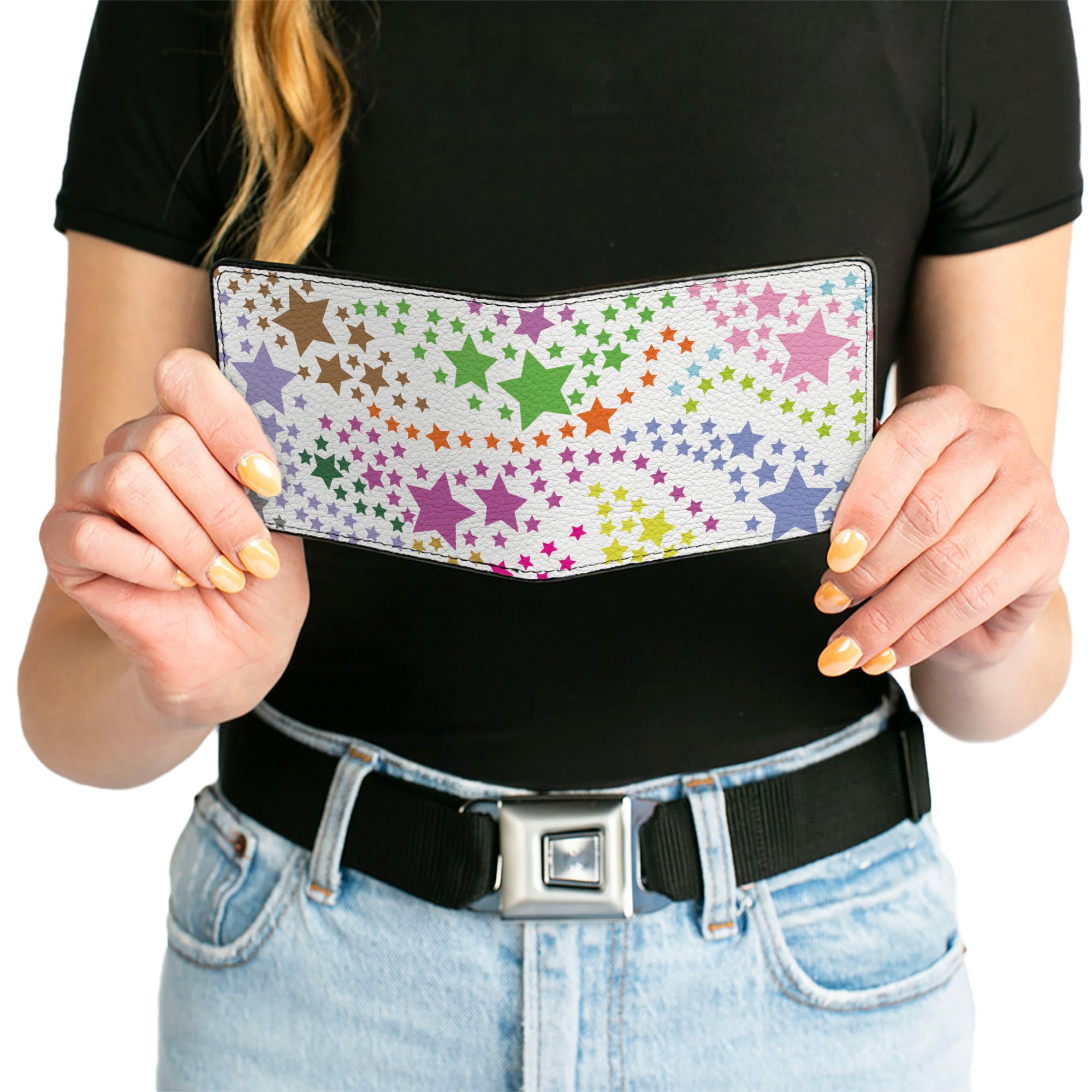 Bi-Fold Wallet - Falling Stars White Multi Color Bi-Fold Wallets Buckle-Down