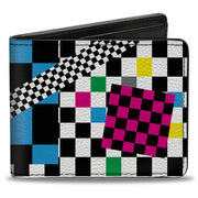Bi-Fold Wallet - Funky Checkers Black White Neon Bi-Fold Wallets Buckle-Down