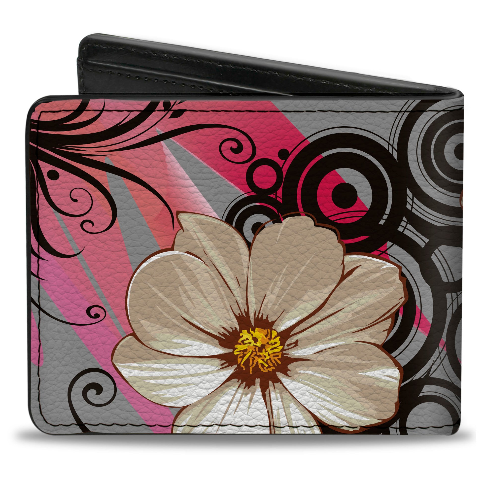 Bi-Fold Wallet - Flowers w Filigree Pink Bi-Fold Wallets Buckle-Down