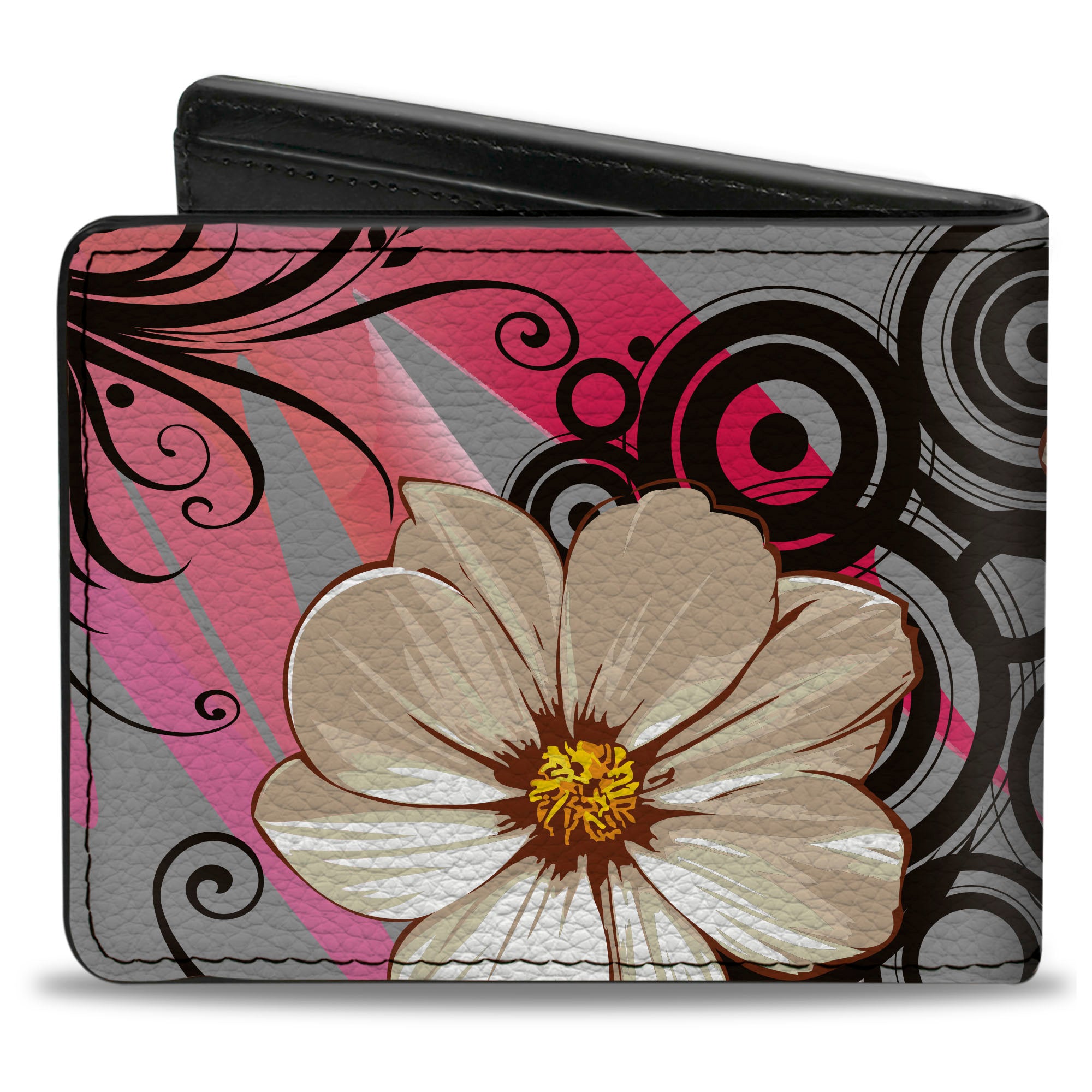 Bi-Fold Wallet - Flowers w Filigree Pink Bi-Fold Wallets Buckle-Down