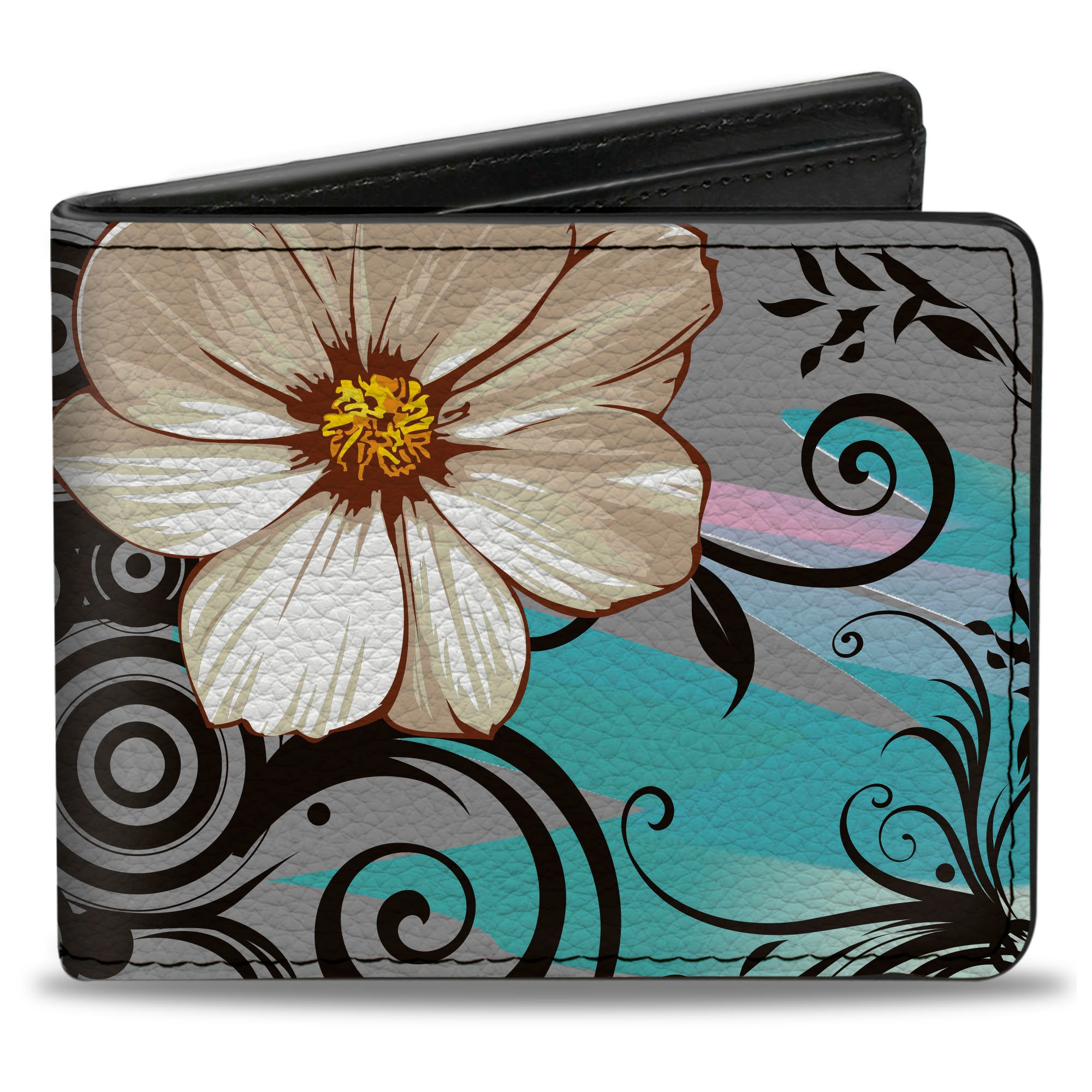 Bi-Fold Wallet - Flowers w Filigree Pink Bi-Fold Wallets Buckle-Down