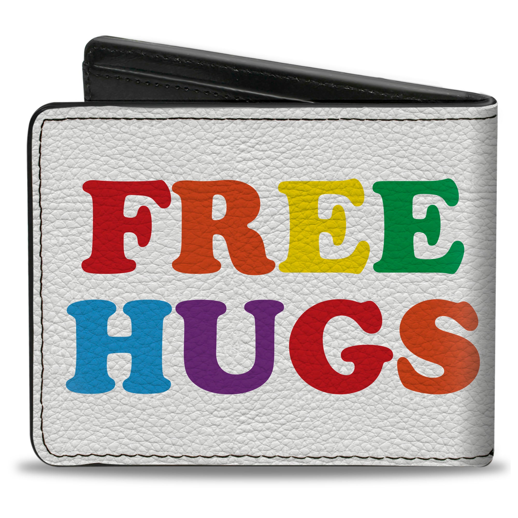 Bi-Fold Wallet - FREE HUGS White Multi Color Bi-Fold Wallets Buckle-Down