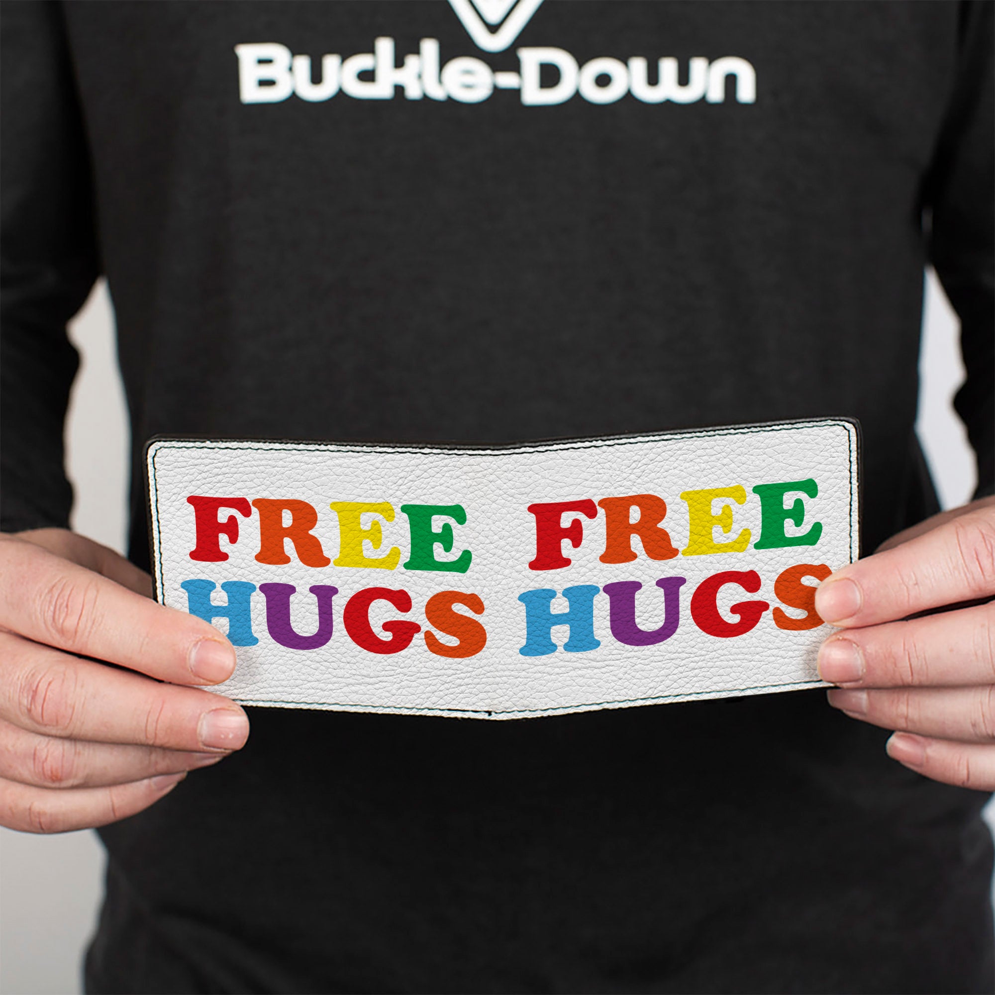 Bi-Fold Wallet - FREE HUGS White Multi Color Bi-Fold Wallets Buckle-Down