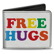 Bi-Fold Wallet - FREE HUGS White Multi Color Bi-Fold Wallets Buckle-Down