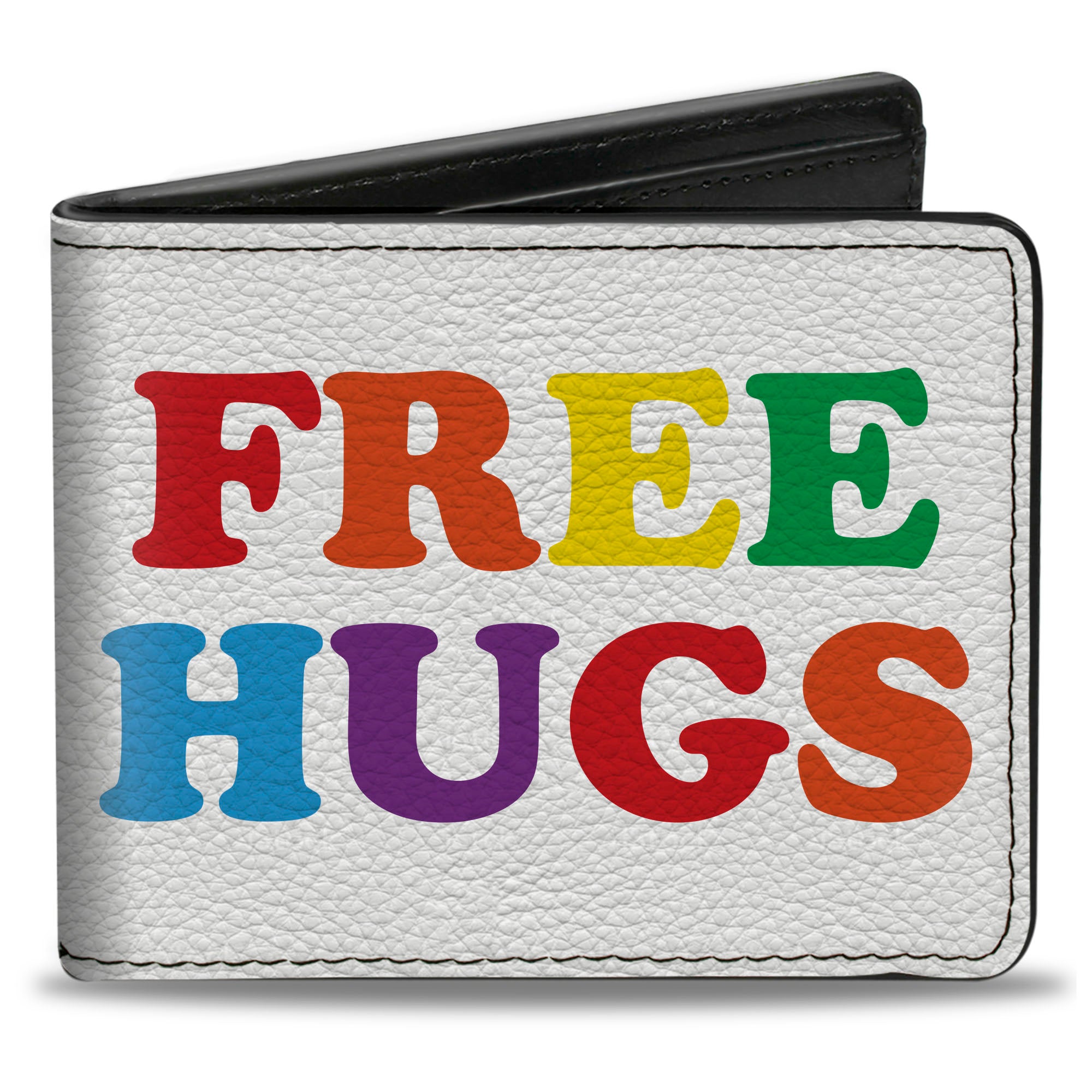 Bi-Fold Wallet - FREE HUGS White Multi Color Bi-Fold Wallets Buckle-Down