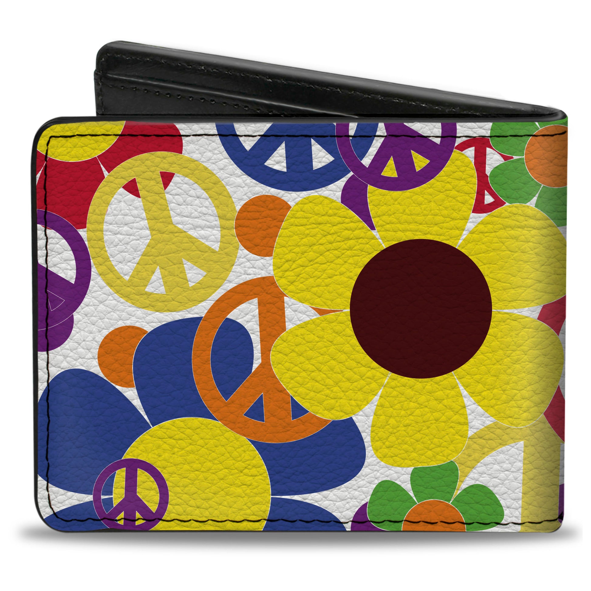 Bi-Fold Wallet - Flower Peace Power Bi-Fold Wallets Buckle-Down