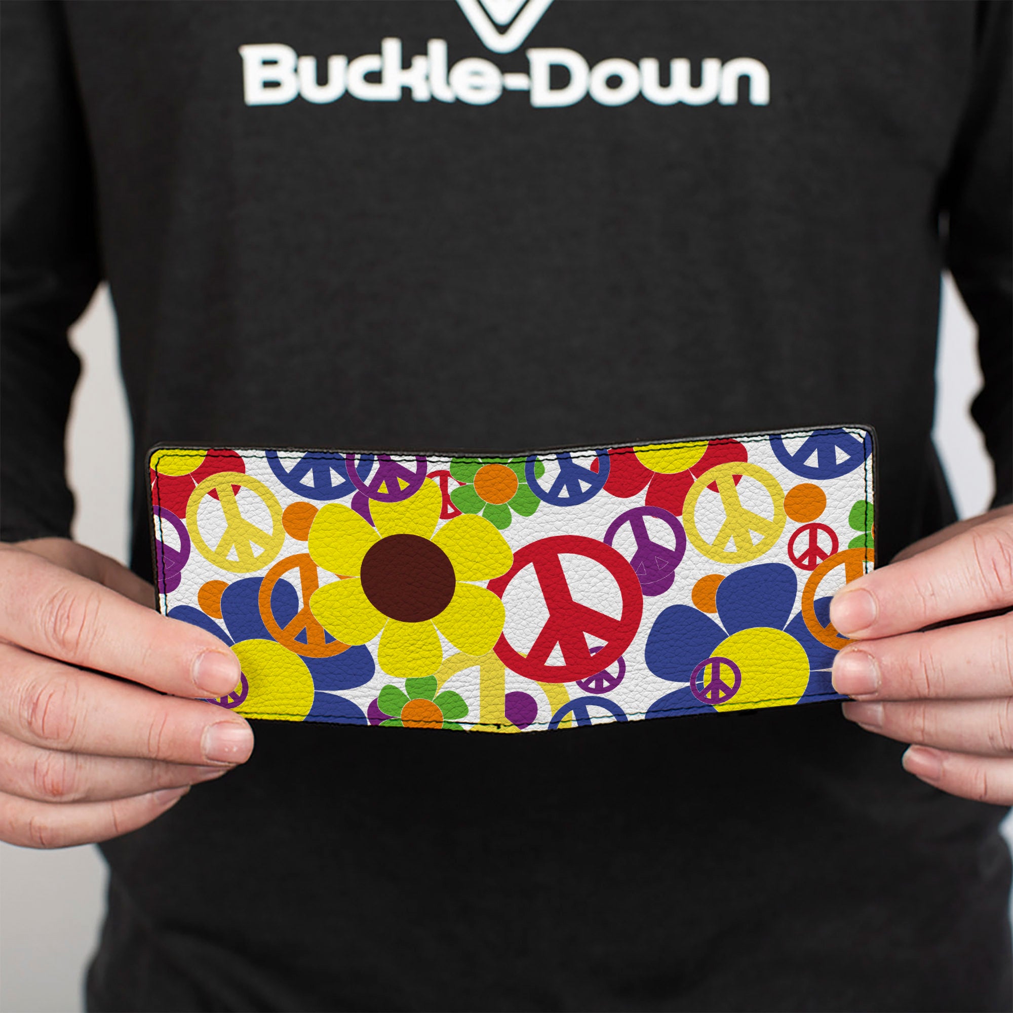 Bi-Fold Wallet - Flower Peace Power Bi-Fold Wallets Buckle-Down