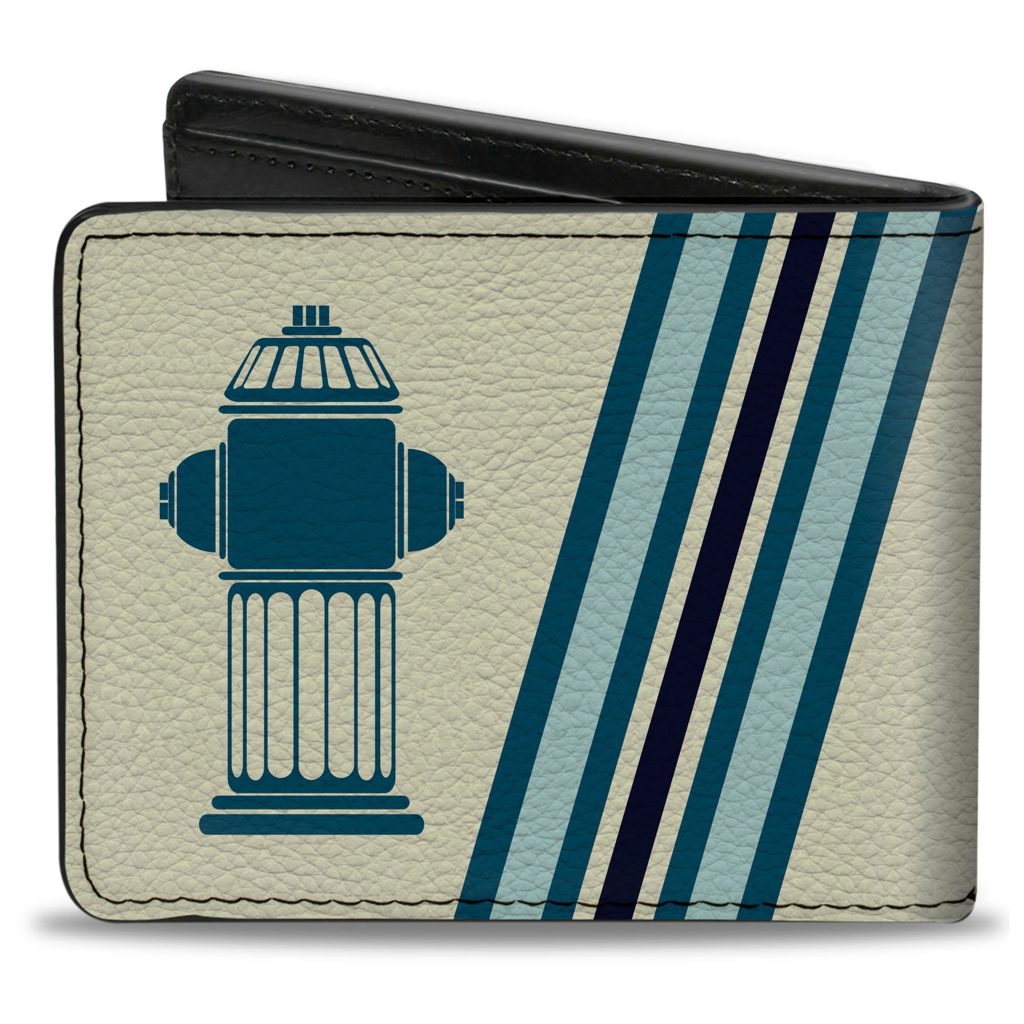 Bi-Fold Wallet - Fire Hydrants Stripes Tan Blues Reds Bi-Fold Wallets Buckle-Down