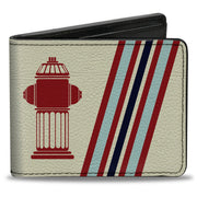 Bi-Fold Wallet - Fire Hydrants Stripes Tan Blues Reds Bi-Fold Wallets Buckle-Down