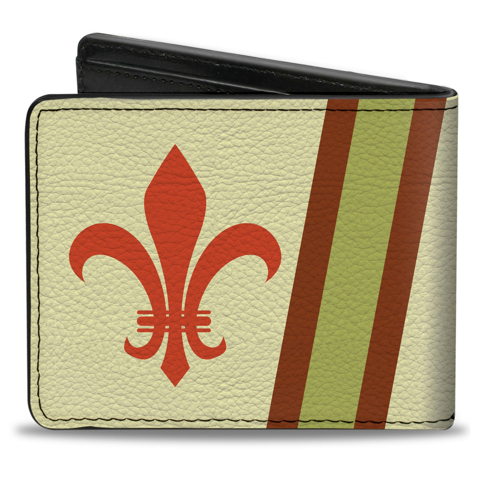 Bi-Fold Wallet - Fleur-de-Lis2 Stripes Tan Orange Brown Green Bi-Fold Wallets Buckle-Down
