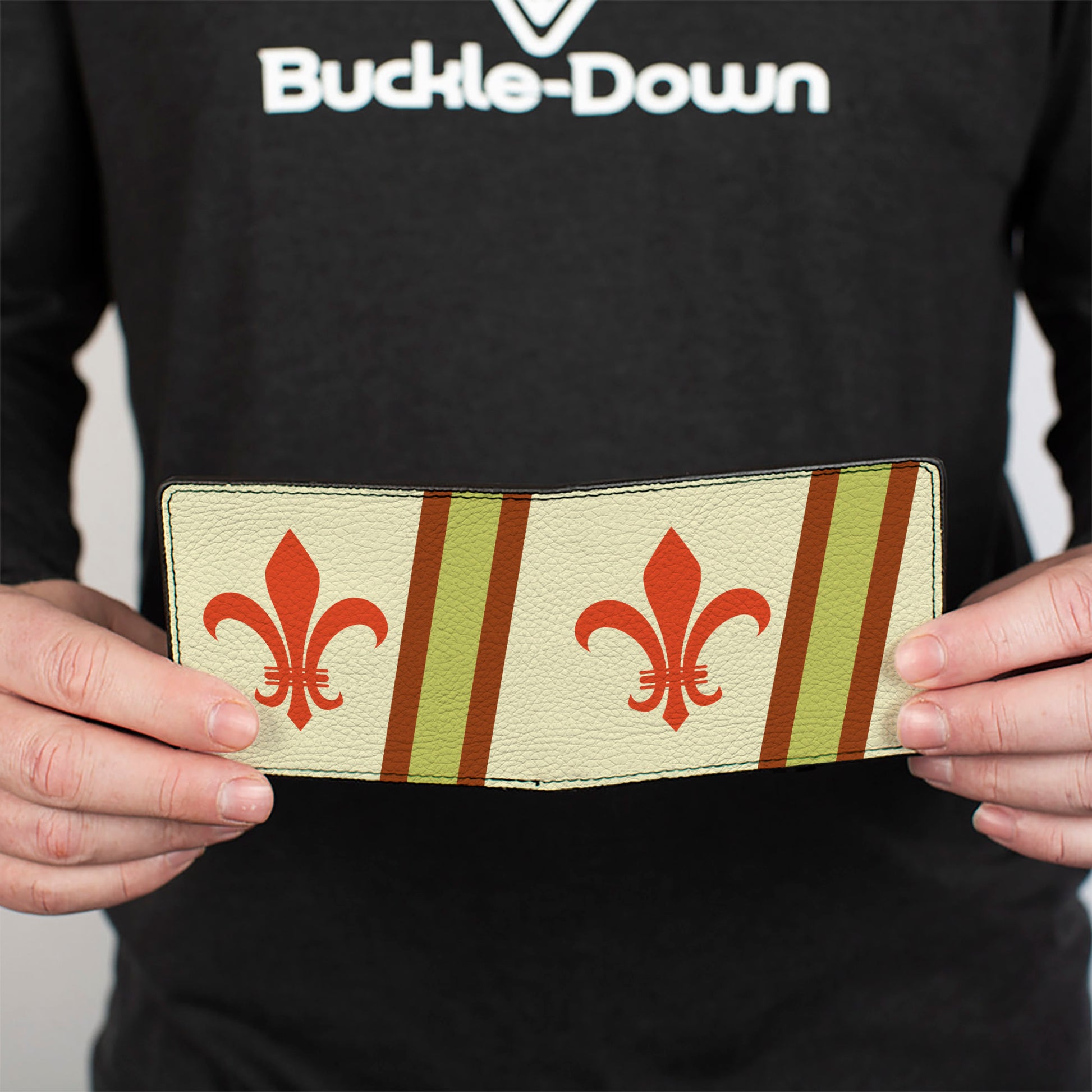 Bi-Fold Wallet - Fleur-de-Lis2 Stripes Tan Orange Brown Green Bi-Fold Wallets Buckle-Down