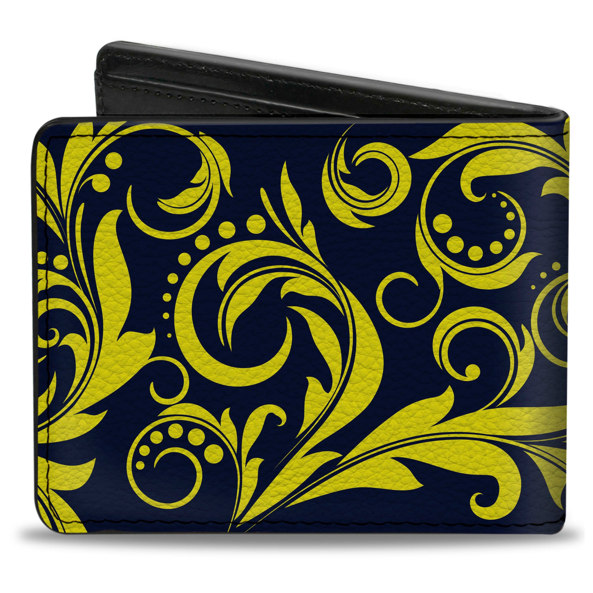 Bi-Fold Wallet - Filigree Navy Yellow Bi-Fold Wallets Buckle-Down