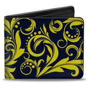 Bi-Fold Wallet - Filigree Navy Yellow Bi-Fold Wallets Buckle-Down