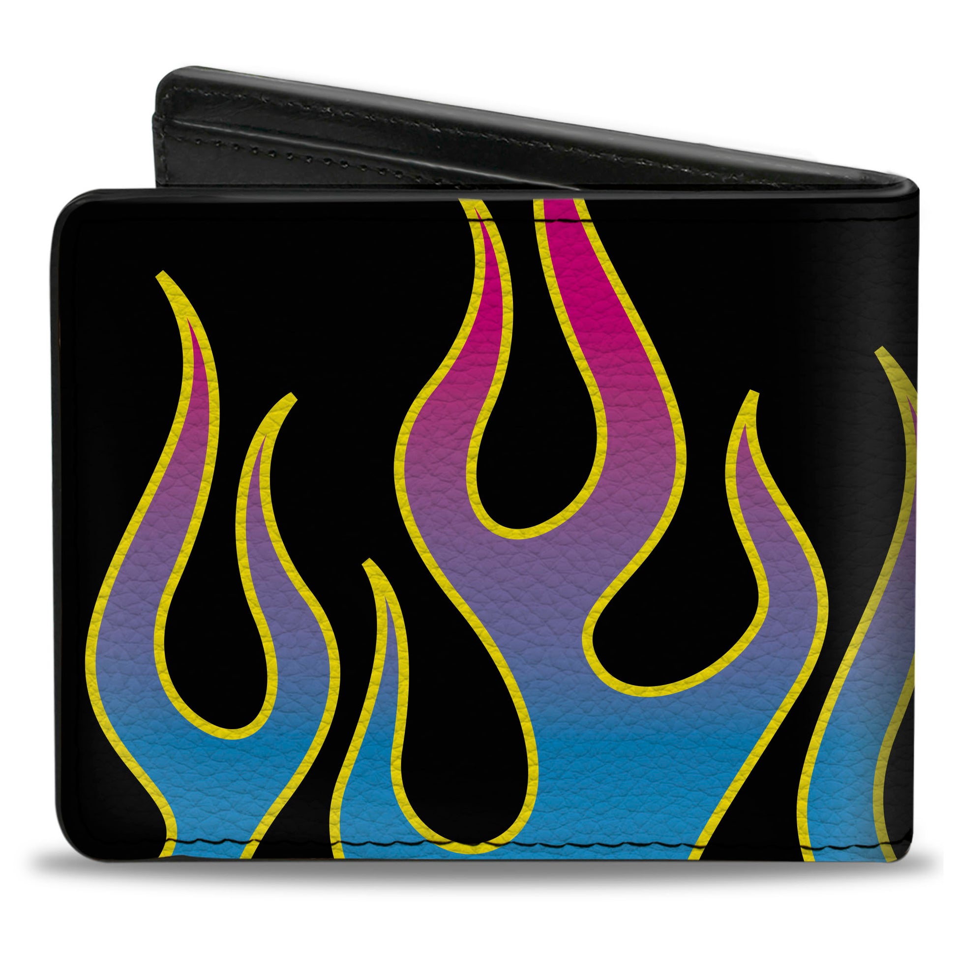 Bi-Fold Wallet - Flames Black Blue Pink Bi-Fold Wallets Buckle-Down