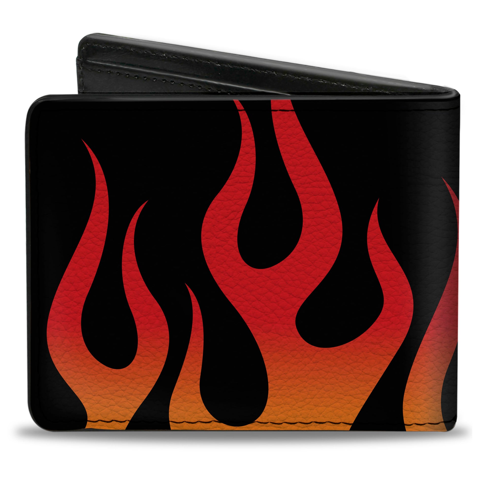 Bi-Fold Wallet - Flames Black Orange Red Bi-Fold Wallets Buckle-Down