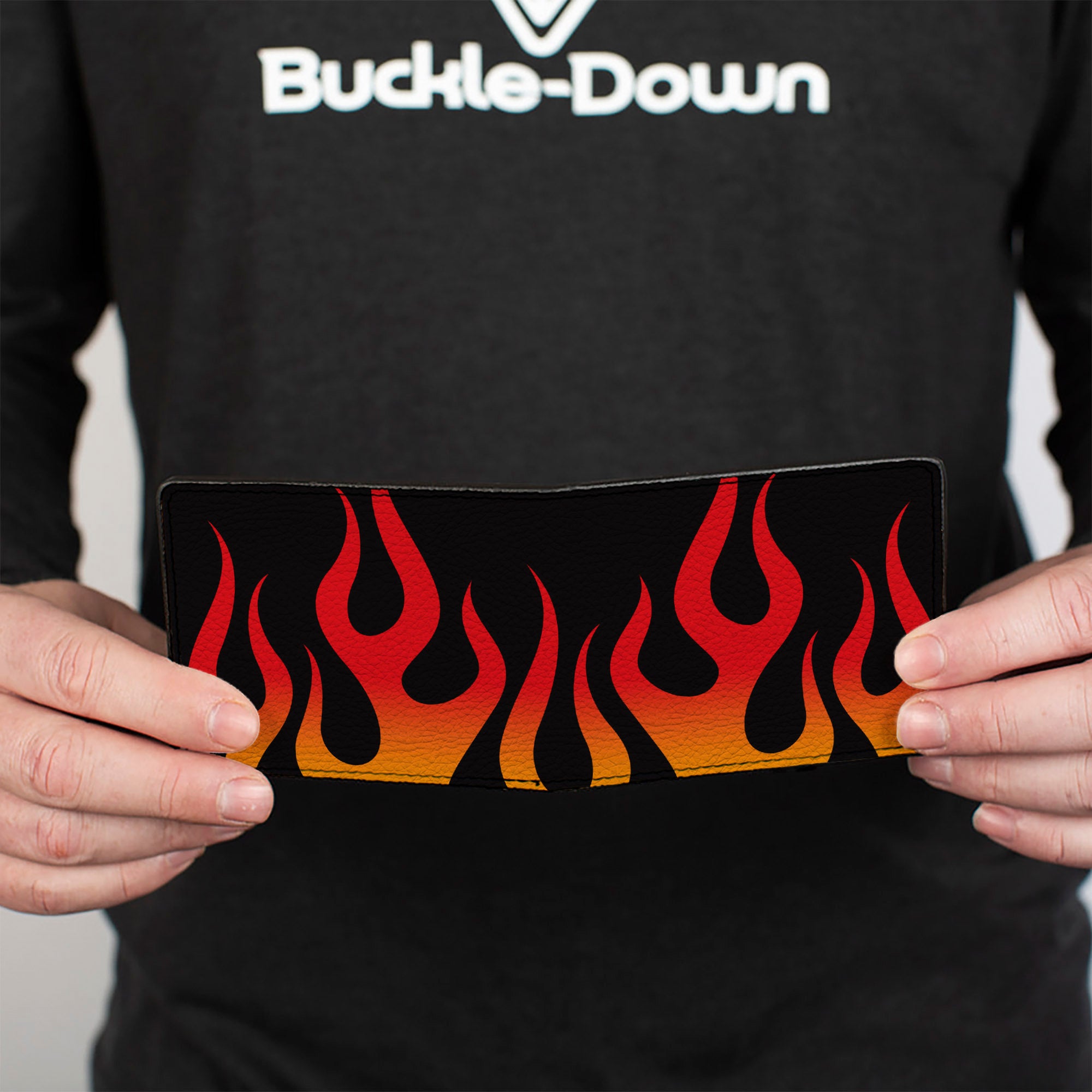 Bi-Fold Wallet - Flames Black Orange Red Bi-Fold Wallets Buckle-Down