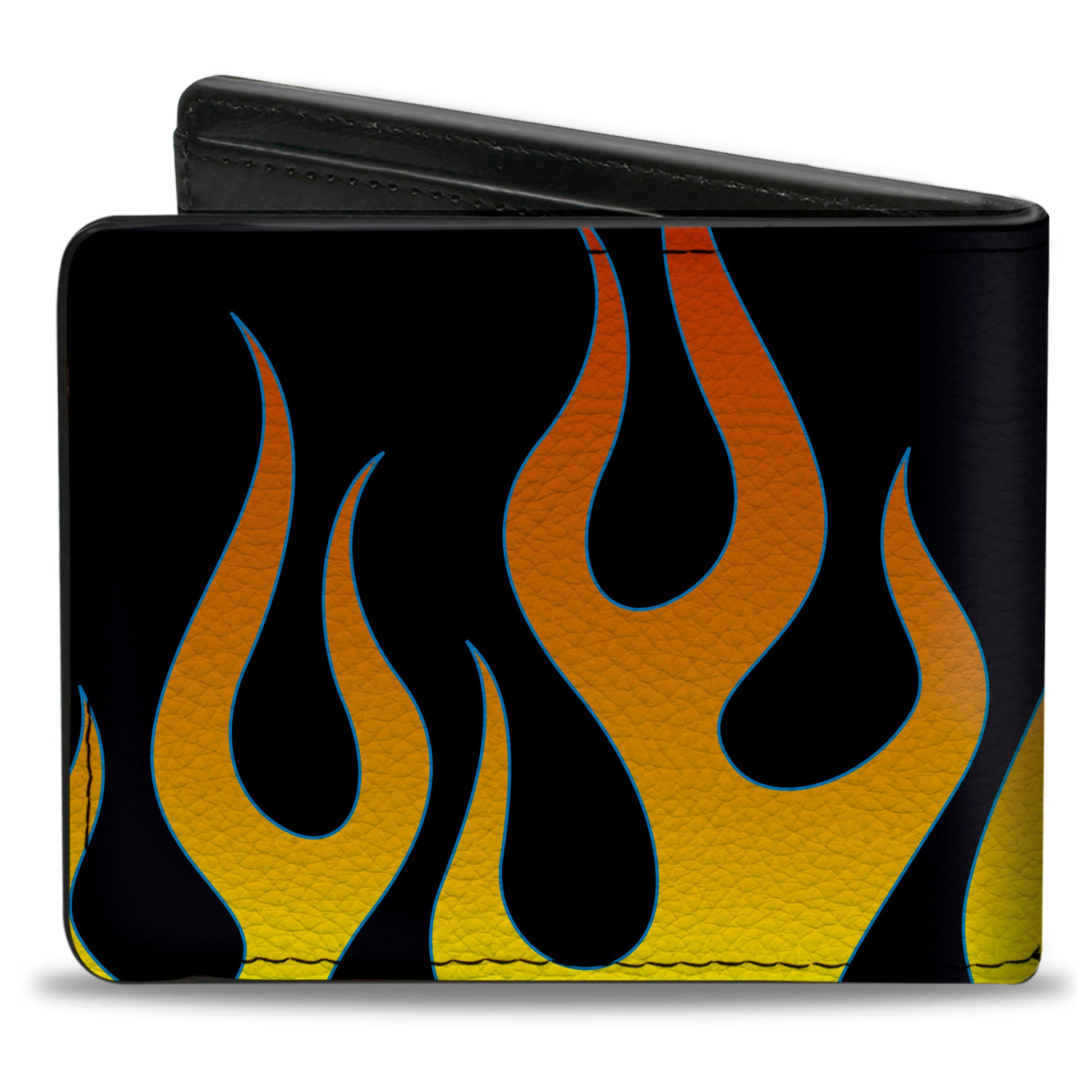Bi-Fold Wallet - Flames Black Yellow Orange Bi-Fold Wallets Buckle-Down