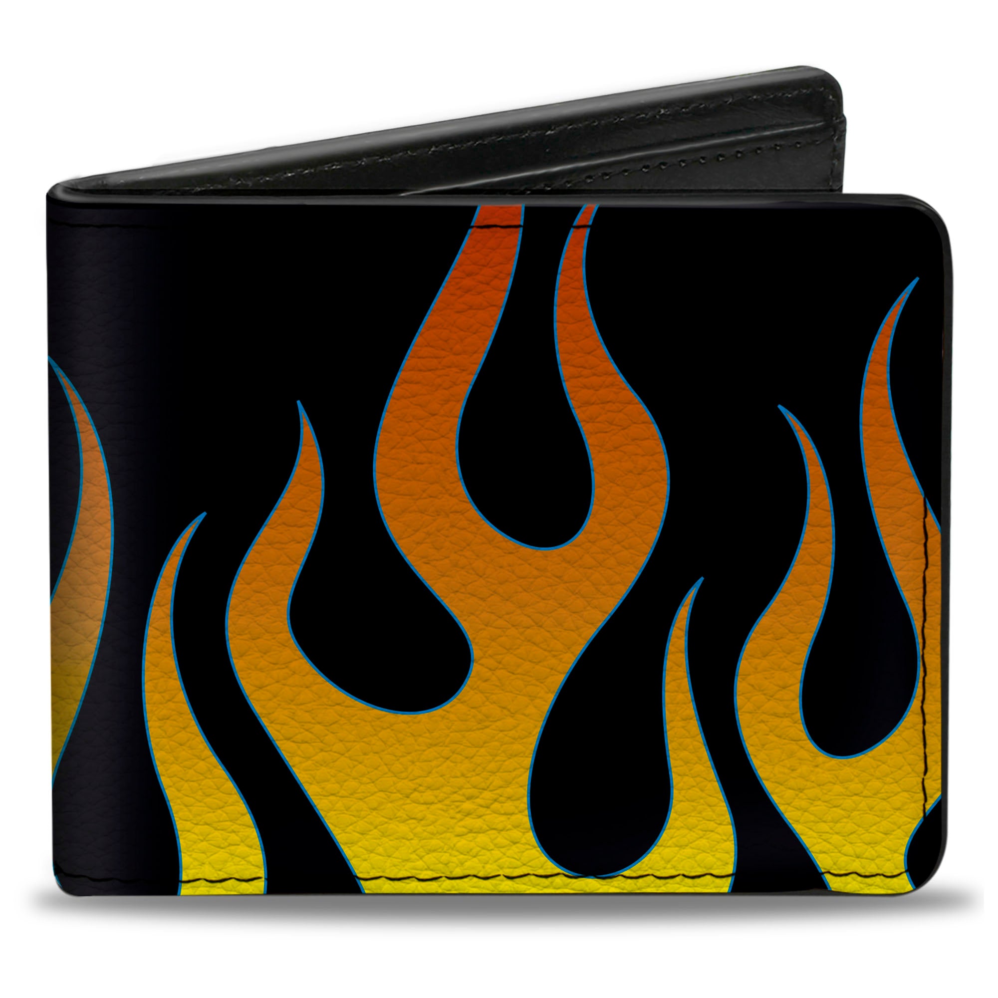 Bi-Fold Wallet - Flames Black Yellow Orange Bi-Fold Wallets Buckle-Down