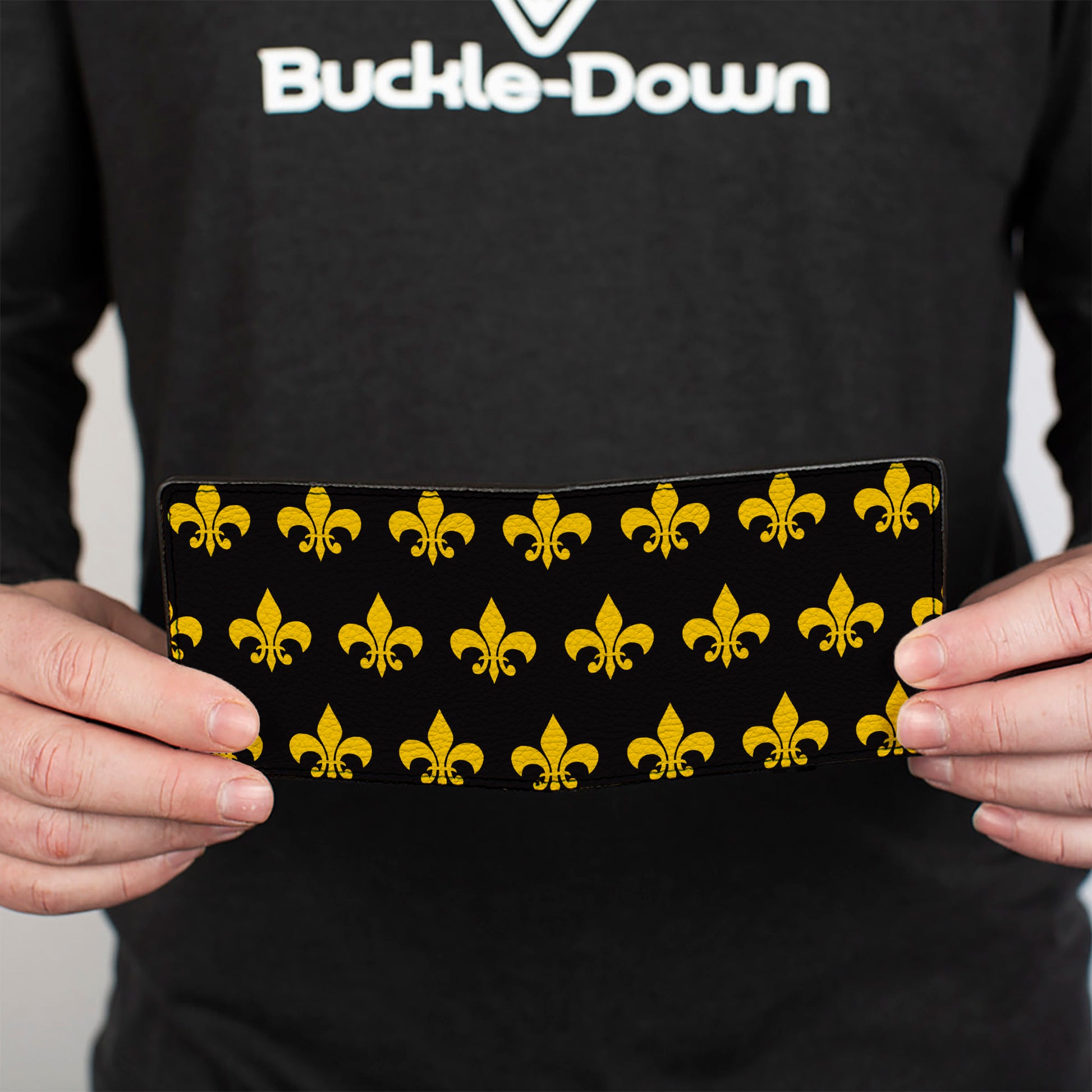 Bi-Fold Wallet - Fleur-de-Lis Black Yellow Bi-Fold Wallets Buckle-Down