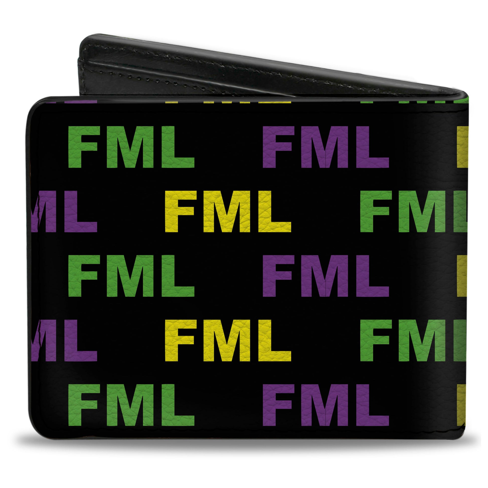 Bi-Fold Wallet - FML Black Yellow Green Purple Bi-Fold Wallets Buckle-Down