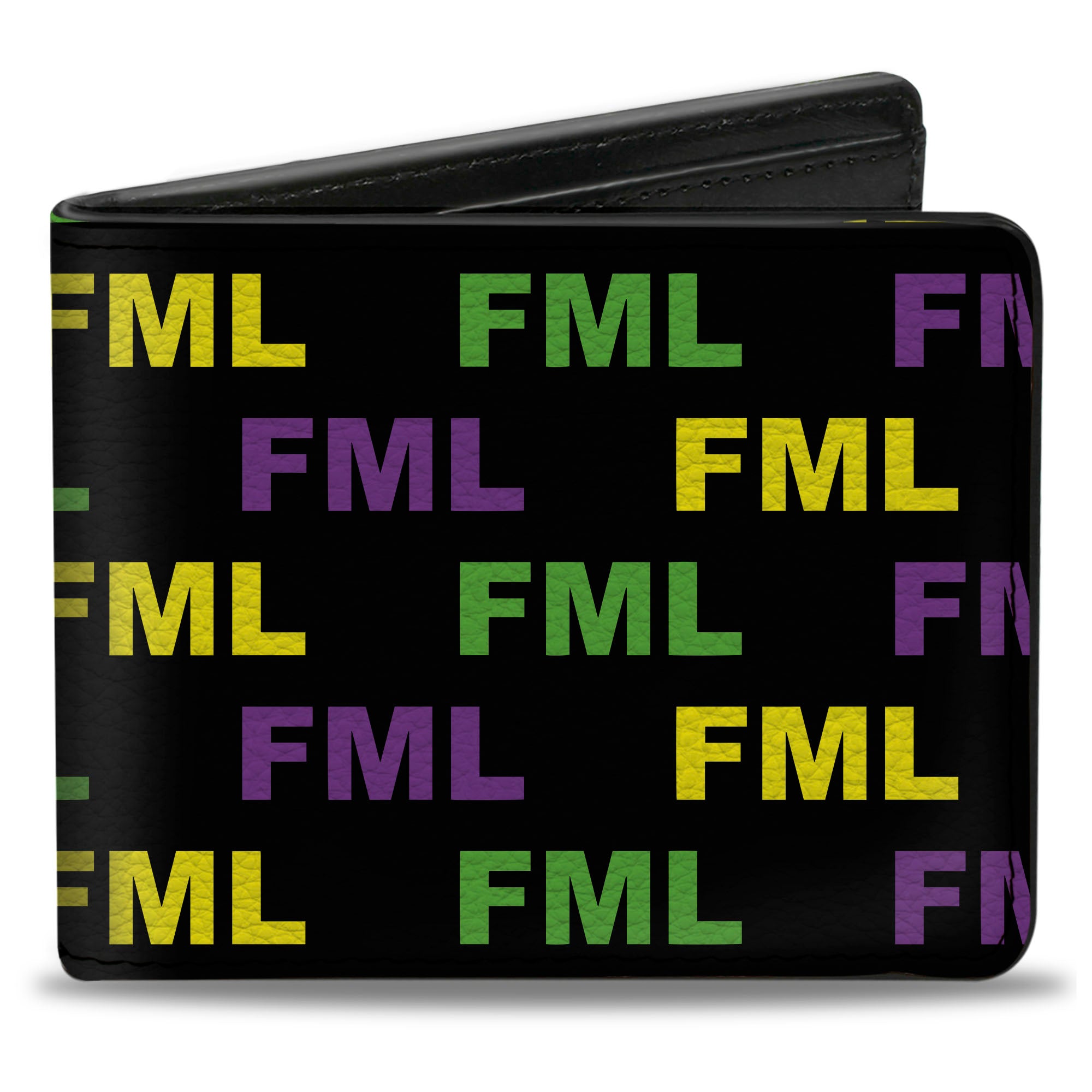 Bi-Fold Wallet - FML Black Yellow Green Purple Bi-Fold Wallets Buckle-Down