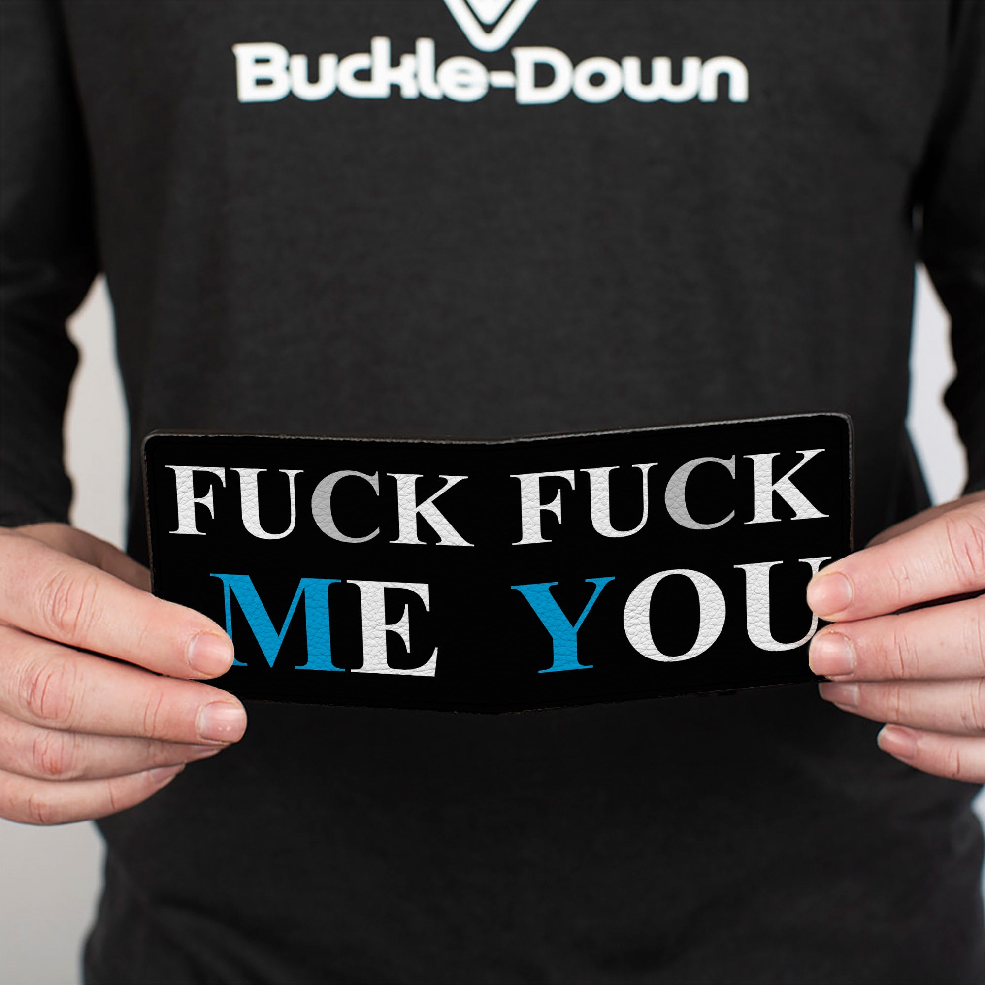 Bi-Fold Wallet - FUCK YOU FUCK ME Black White Blue Bi-Fold Wallets Buckle-Down