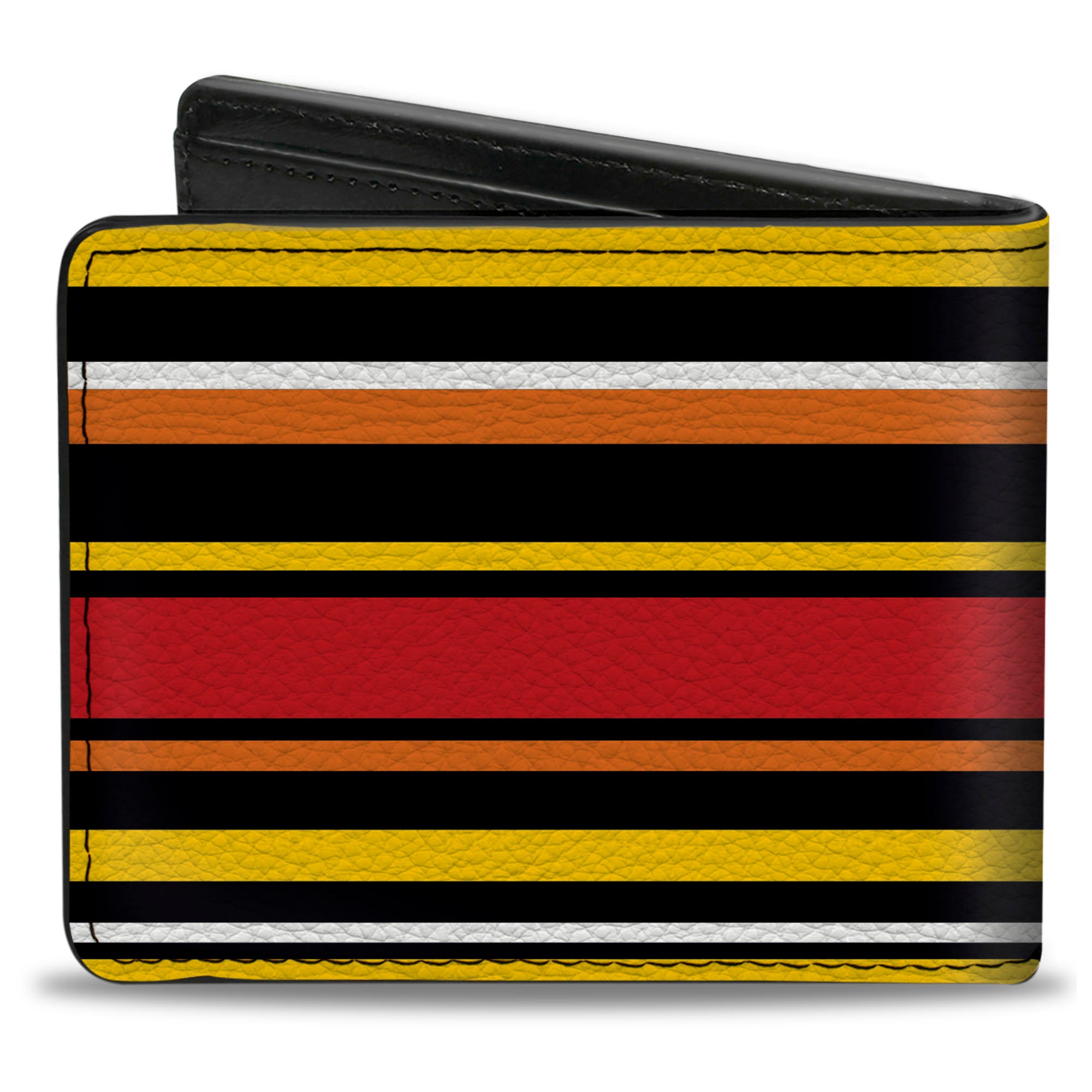 Bi-Fold Wallet - Fine Stripes Balck Yellows Orange Red White Bi-Fold Wallets Buckle-Down