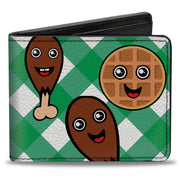 Bi-Fold Wallet - Fried Chicken & Waffles Plaid White Green Bi-Fold Wallets Buckle-Down