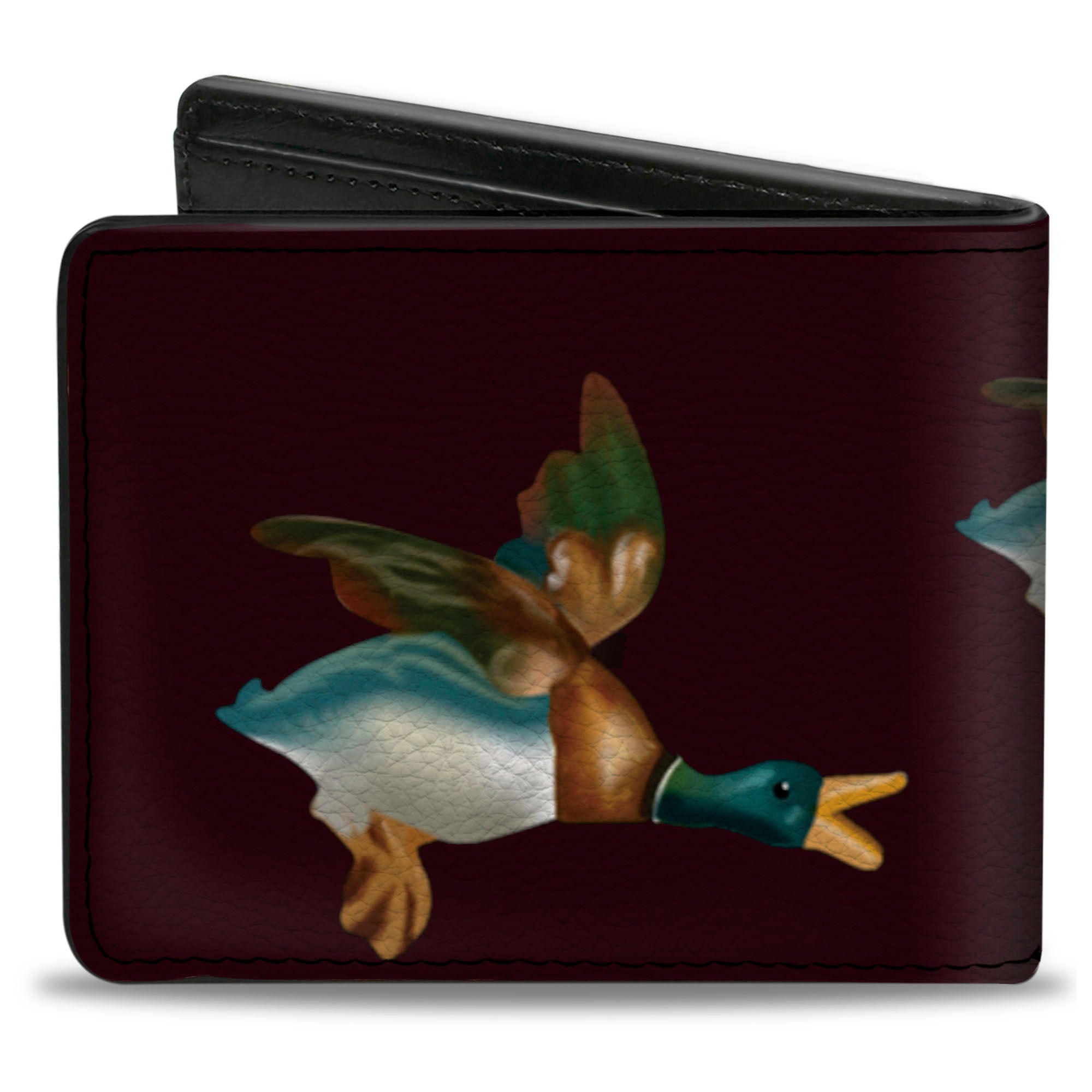 Bi-Fold Wallet - Flying Mallards Burgundy Bi-Fold Wallets Buckle-Down