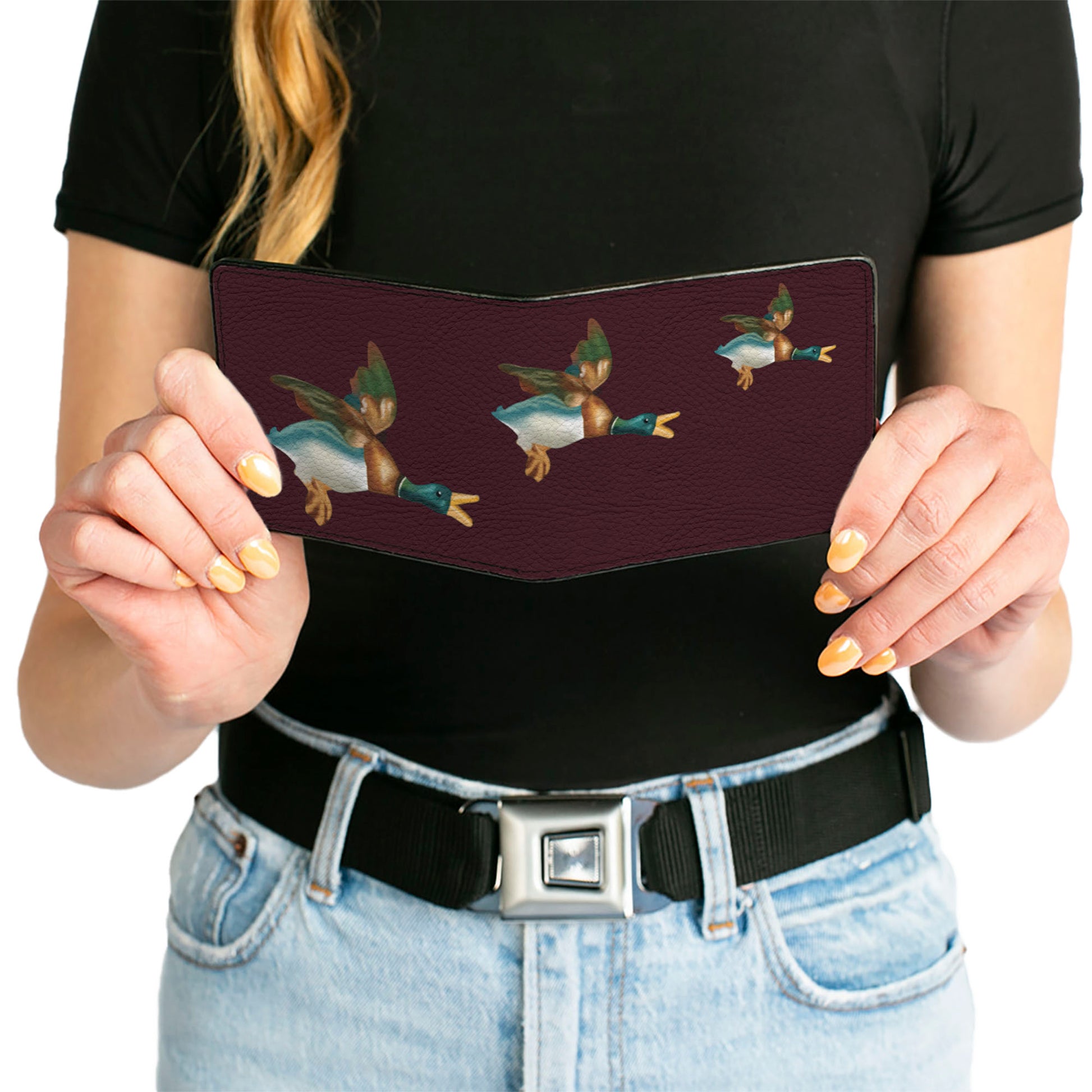 Bi-Fold Wallet - Flying Mallards Burgundy Bi-Fold Wallets Buckle-Down