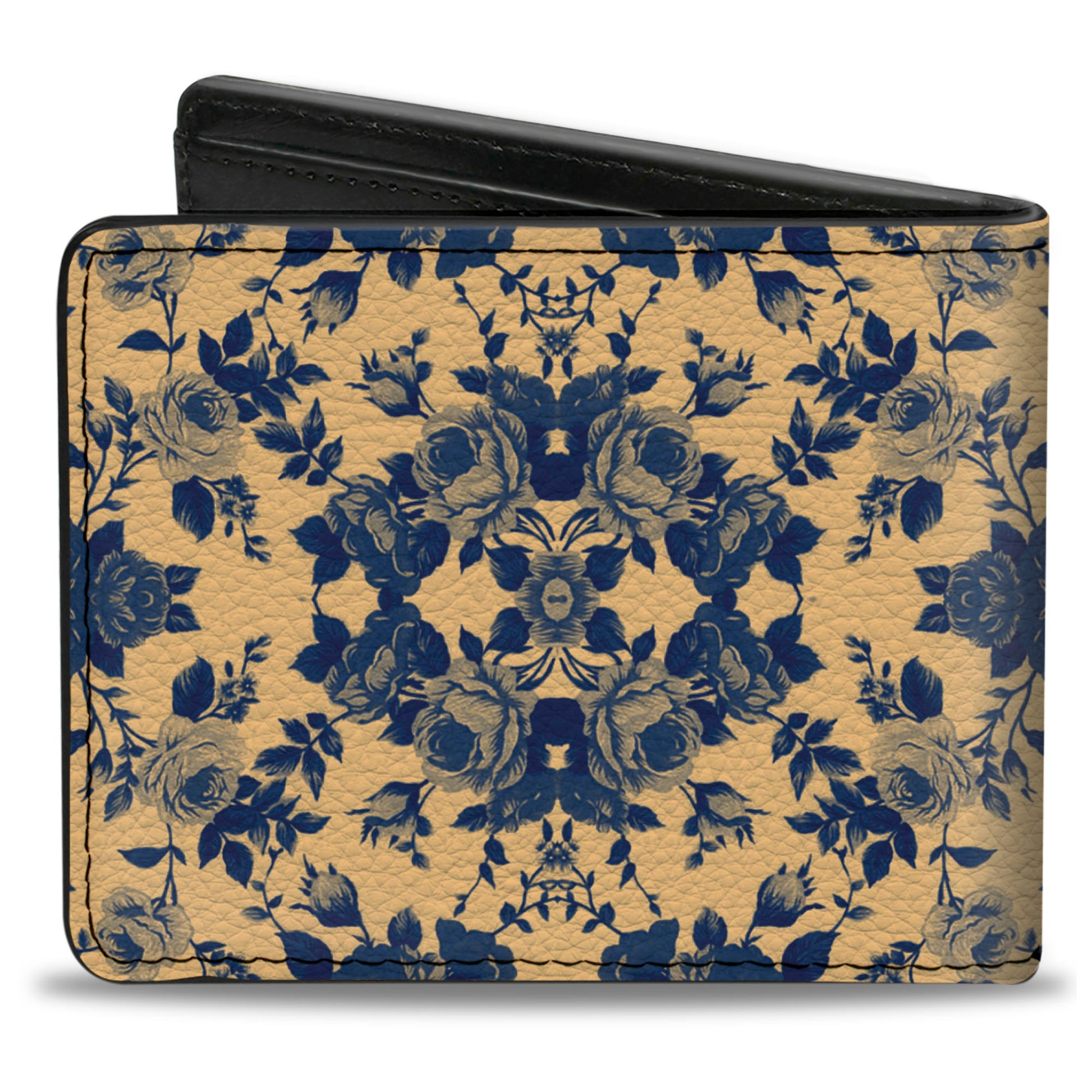 Bi-Fold Wallet - Floral Collage Tan Blue Bi-Fold Wallets Buckle-Down